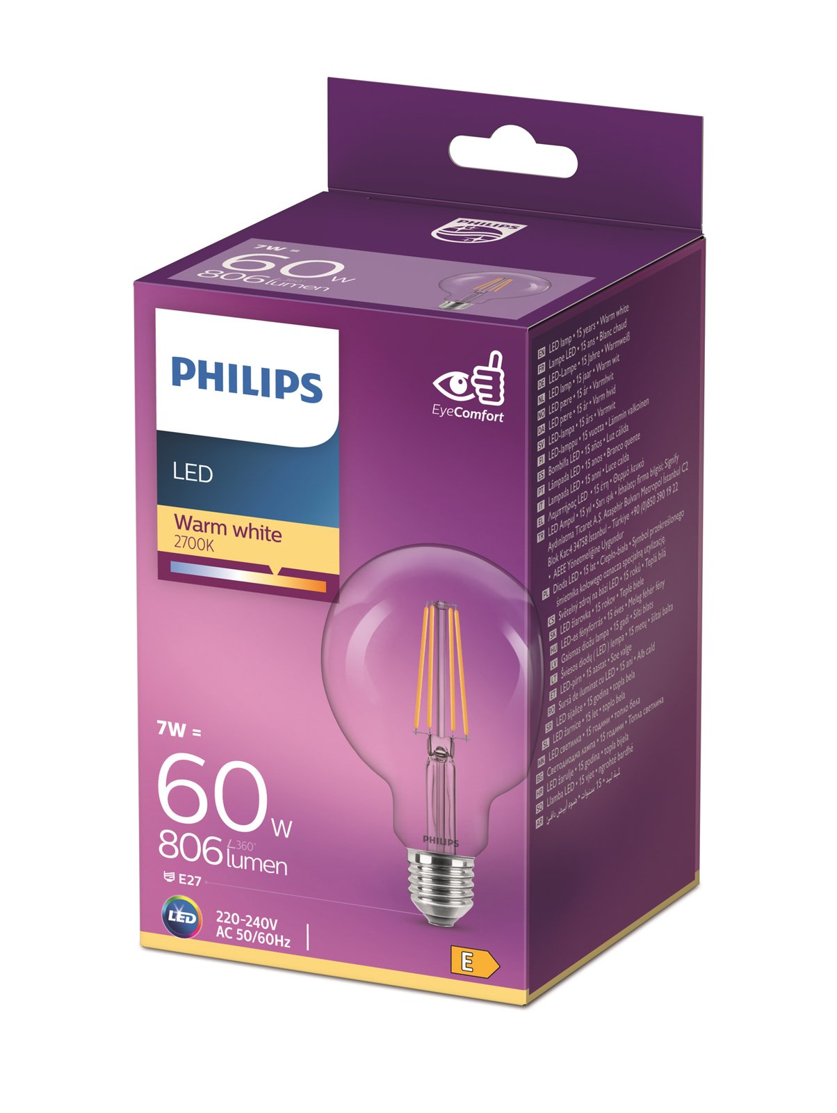 Bulb LED 7W (806lm) Filament Globe Ø93 E27 - Philips