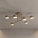 HALO ceiling light, beige, Ø 60 cm, 6-bulb, metal, GX53