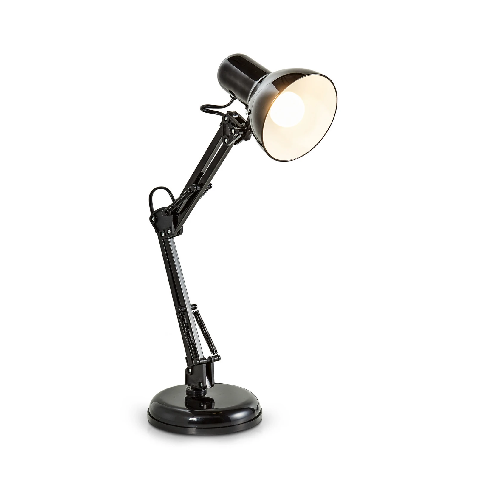 Lampe de bureau Hera, noire, métal, hauteur 53 cm, E14