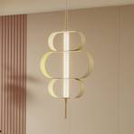 Lucande Lampada a sospensione Audrina, beige, metallo, dimmerabile