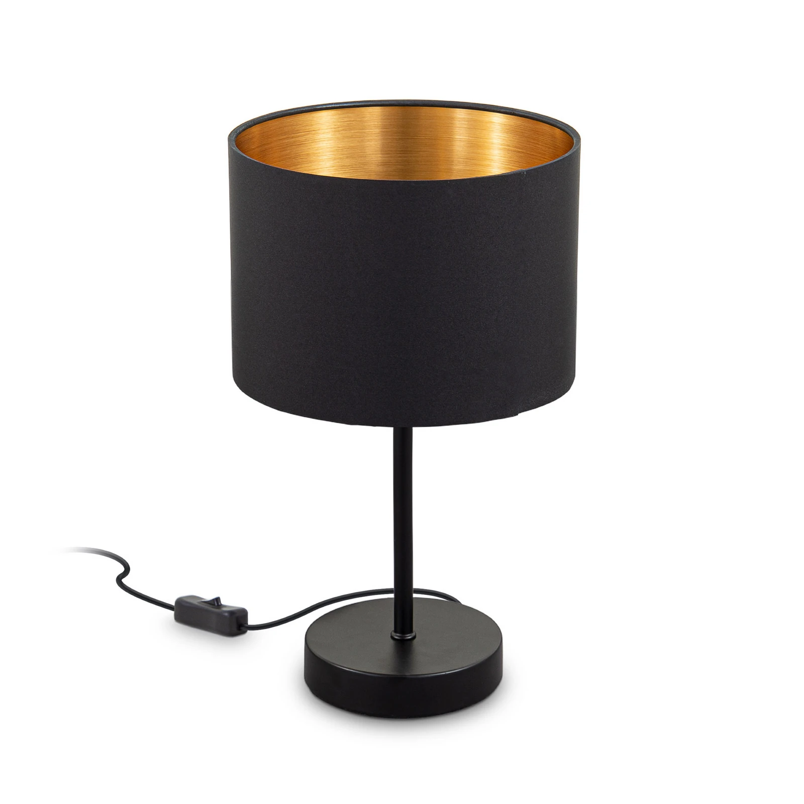Lampe à poser Kari, noir/doré, hauteur 33 cm, textile, E27