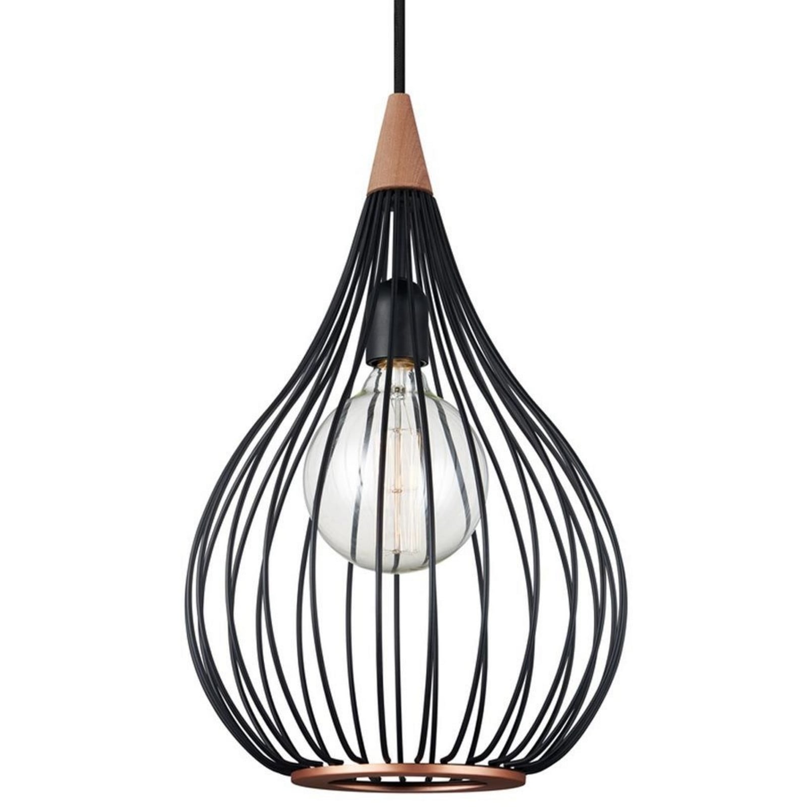 Drops Pendelleuchte Ø30 Black/Dark Wood Halo Design - Wohnzimmer - Metall