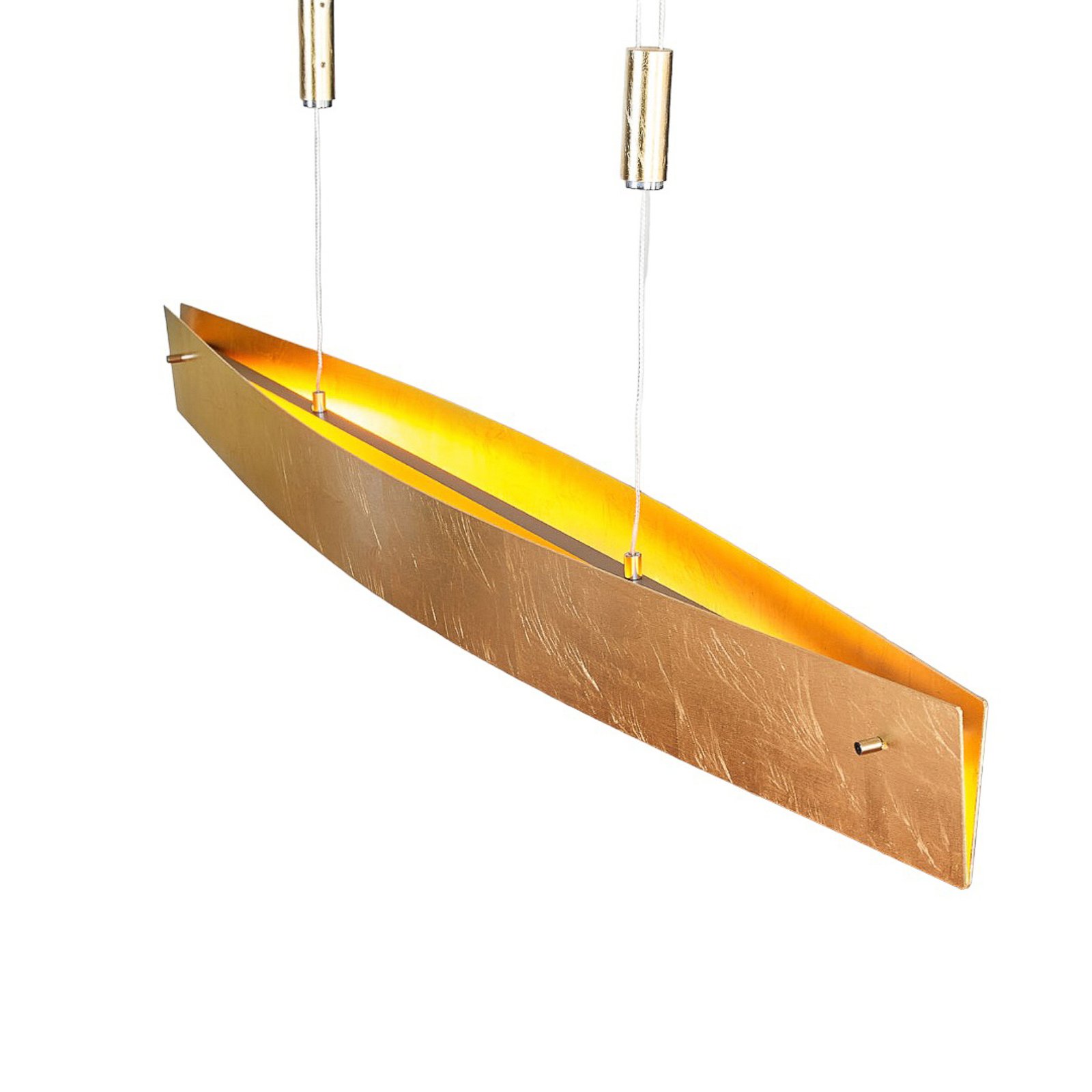 Quitani LED pendant light Malu, gold, length 100 cm