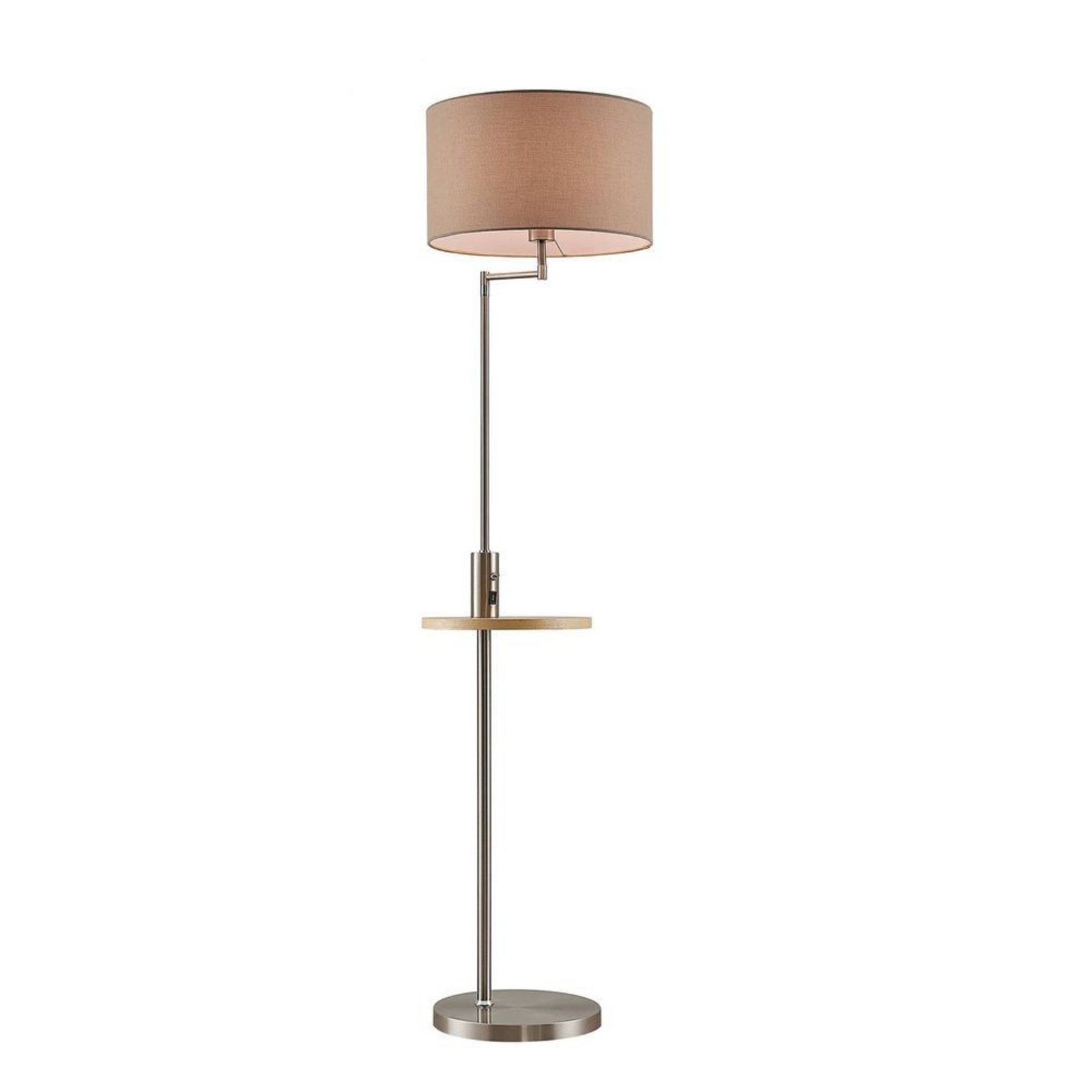 Zinia Stojaca Lampa Nickel/Grey/Wood - Lindby