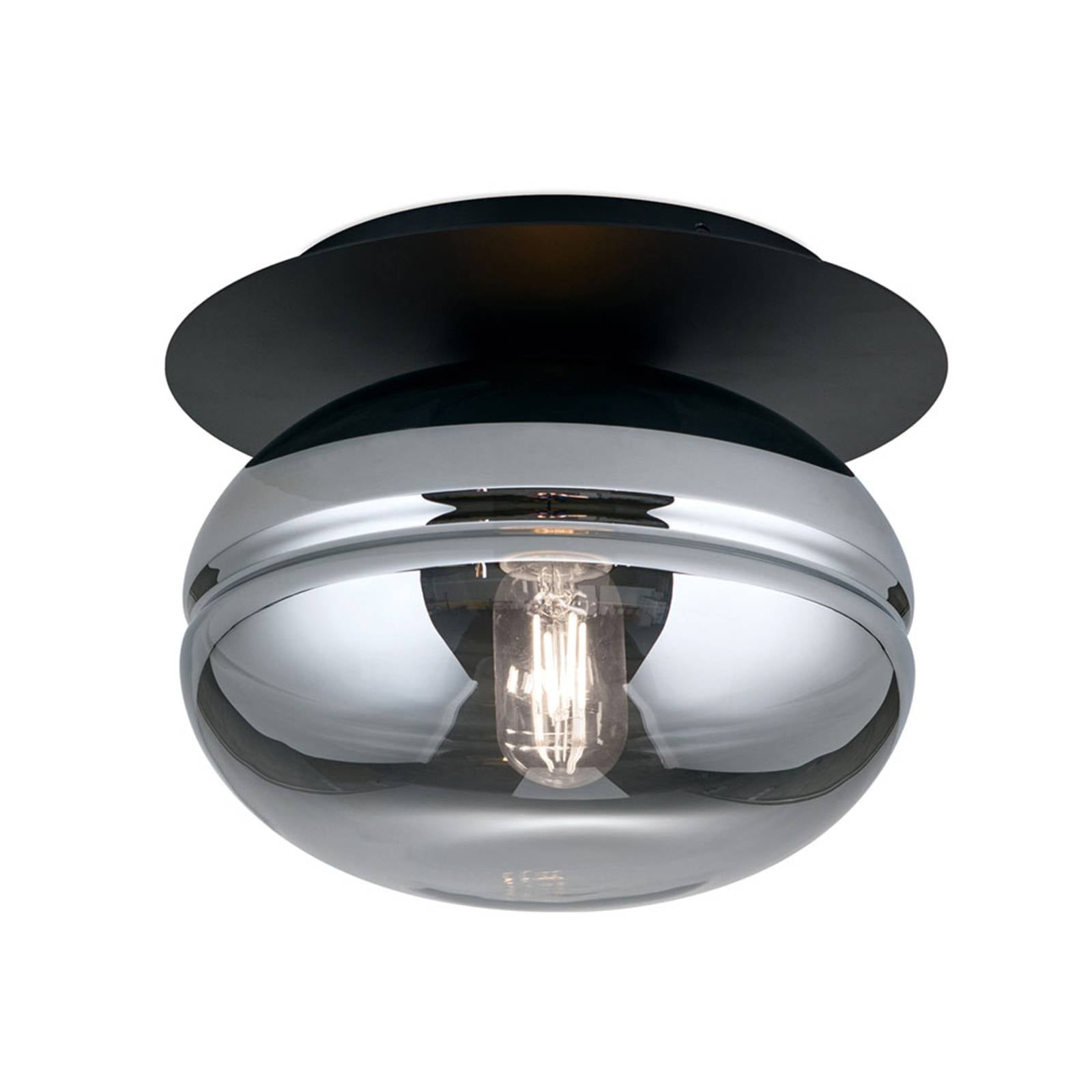 Deckenleuchte Richard, Metall schwarz, Glas rauch