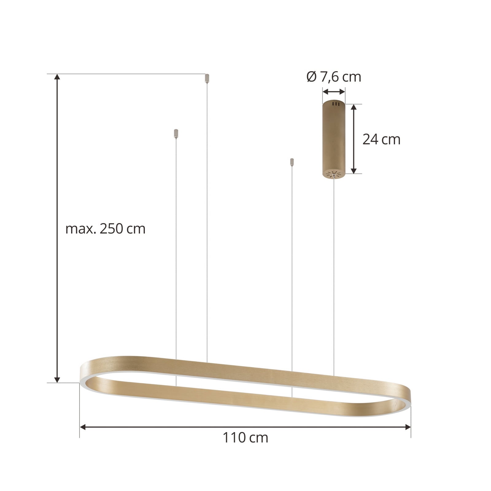 Lucande, suspension LED intelligente Melinay, dorée, CCT, Tuya