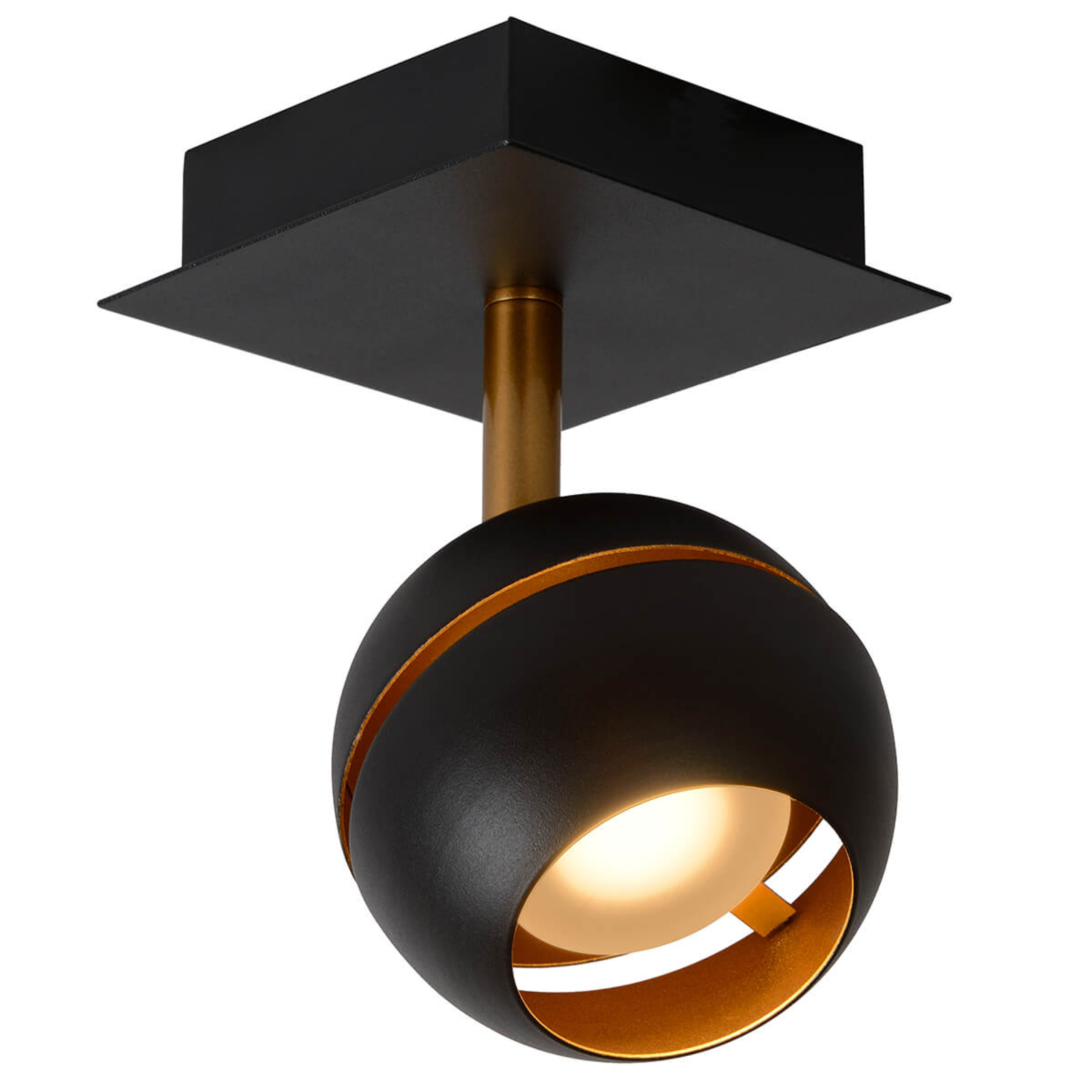 LED ceiling spotlight Binari, spherical, black