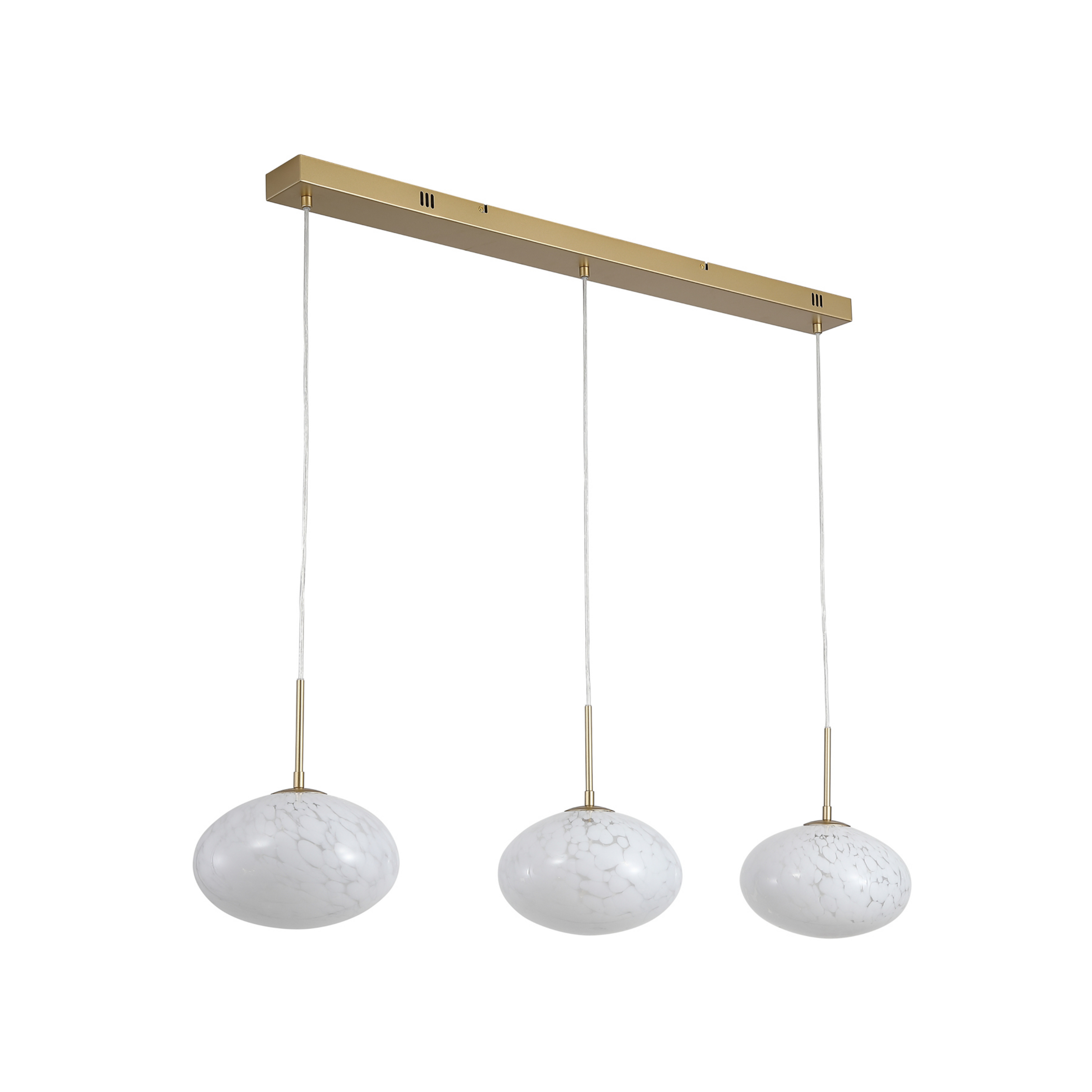 LED viseča svetilka Confetti, dolžina 115 cm, zlata/bela, steklo