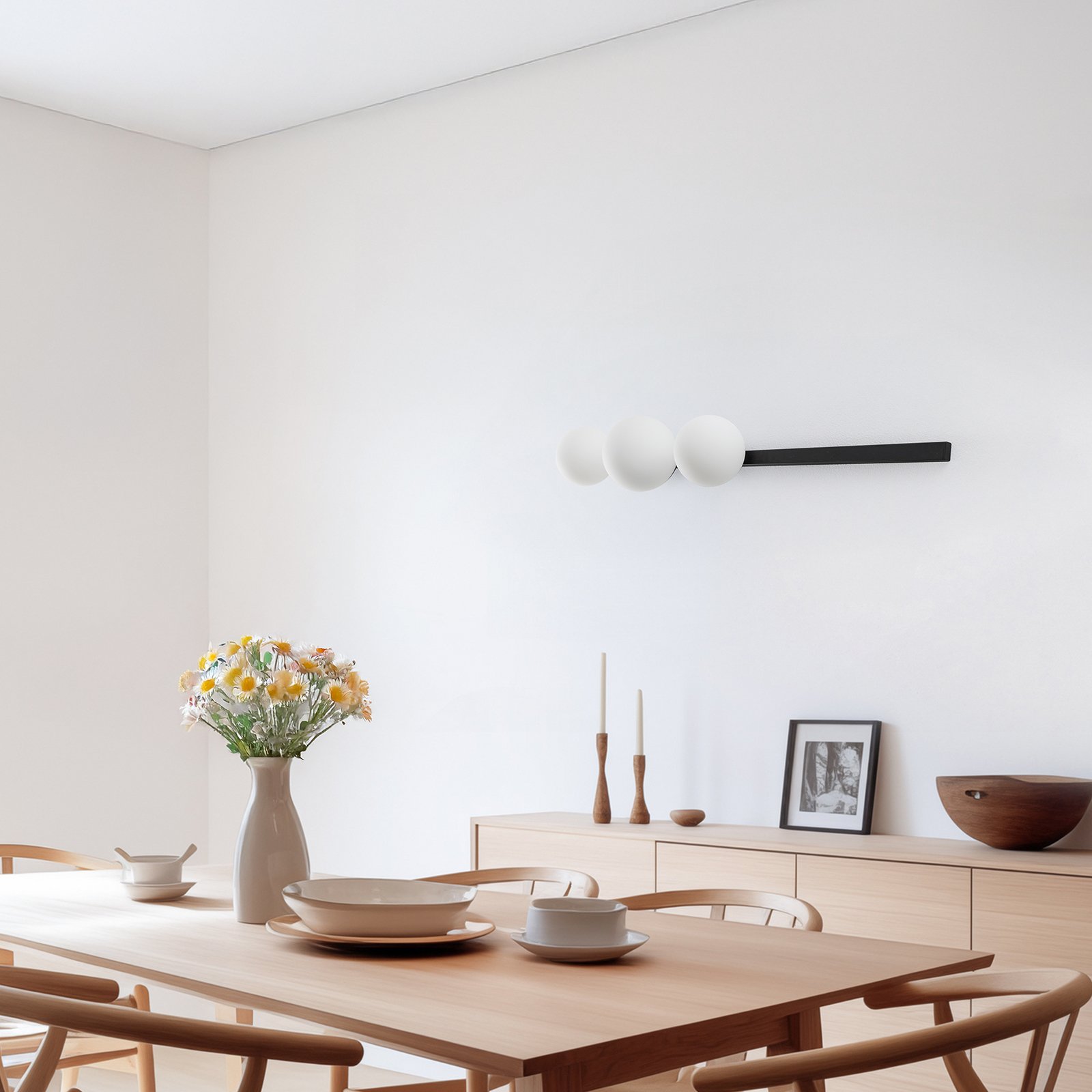 Garda 3 wall light, black, metal, glass, 3-bulb