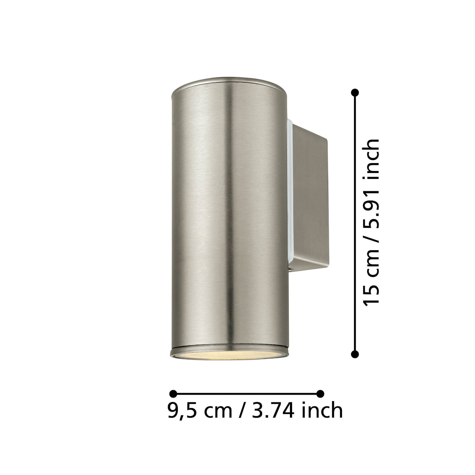 Riga LED zidna lampa, nehrđajući čelik, visina 15 cm, nehrđajući čelik