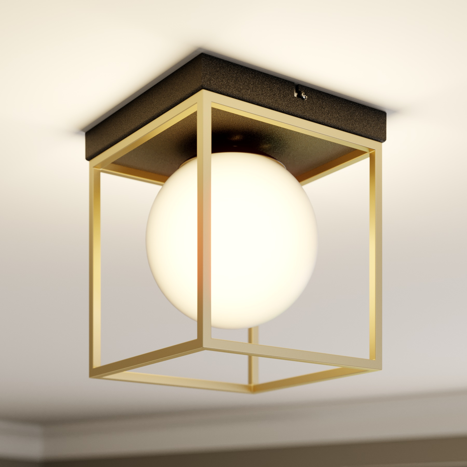 Loftlampe Aloam med hvid glaskugle, 1 lyskilde