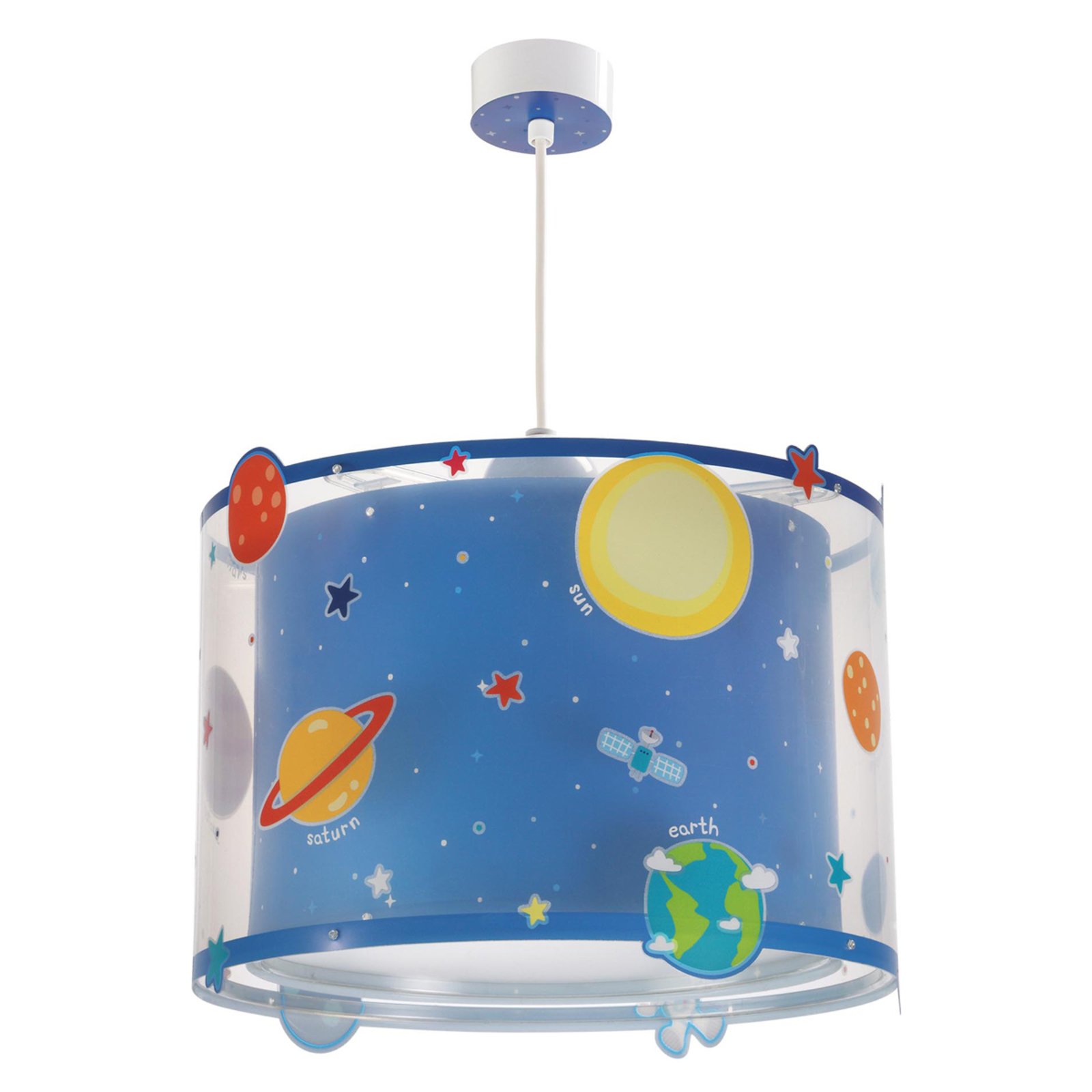 Planets children's pendant light with motif