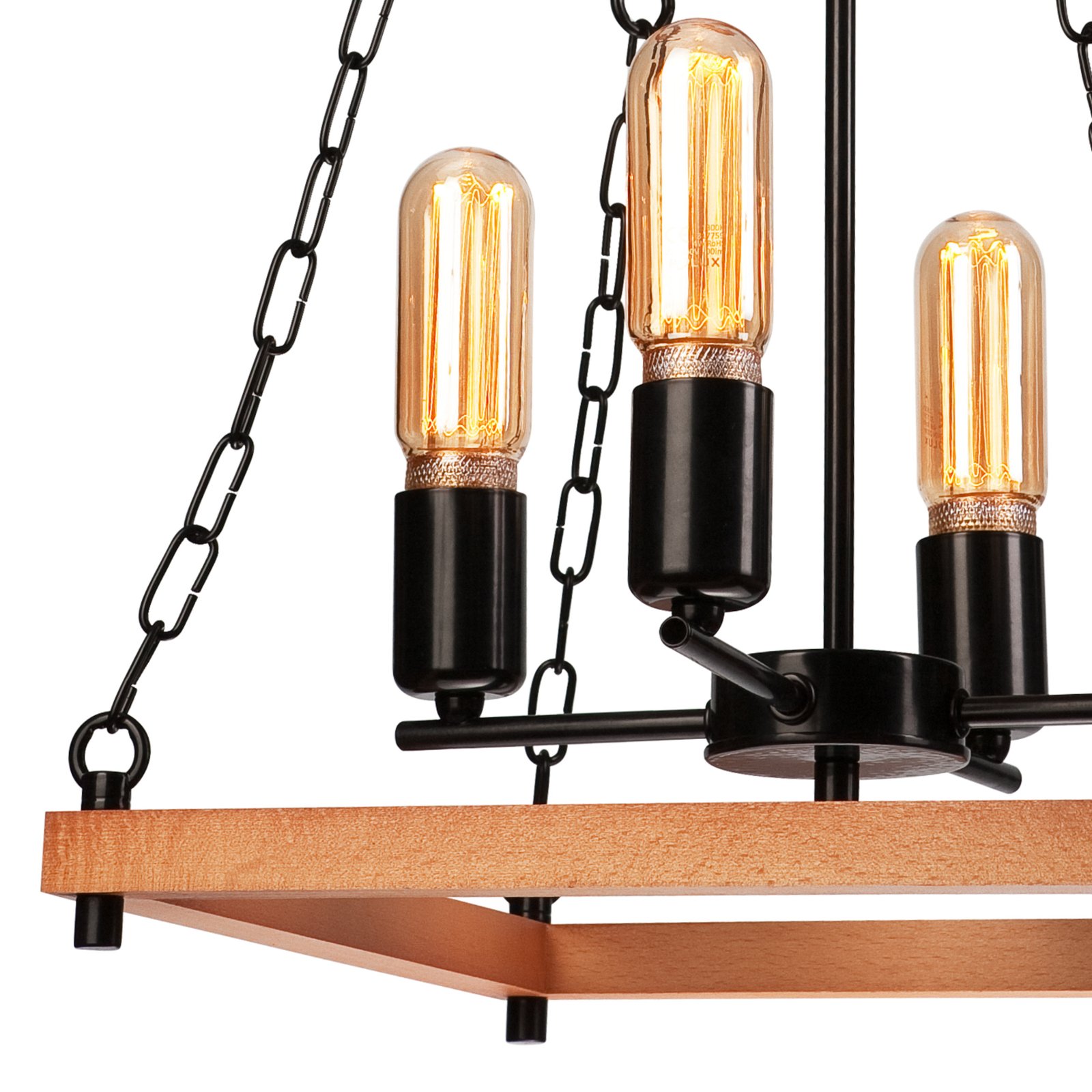 Envostar Glenn chandelier wood/black 4-bulb