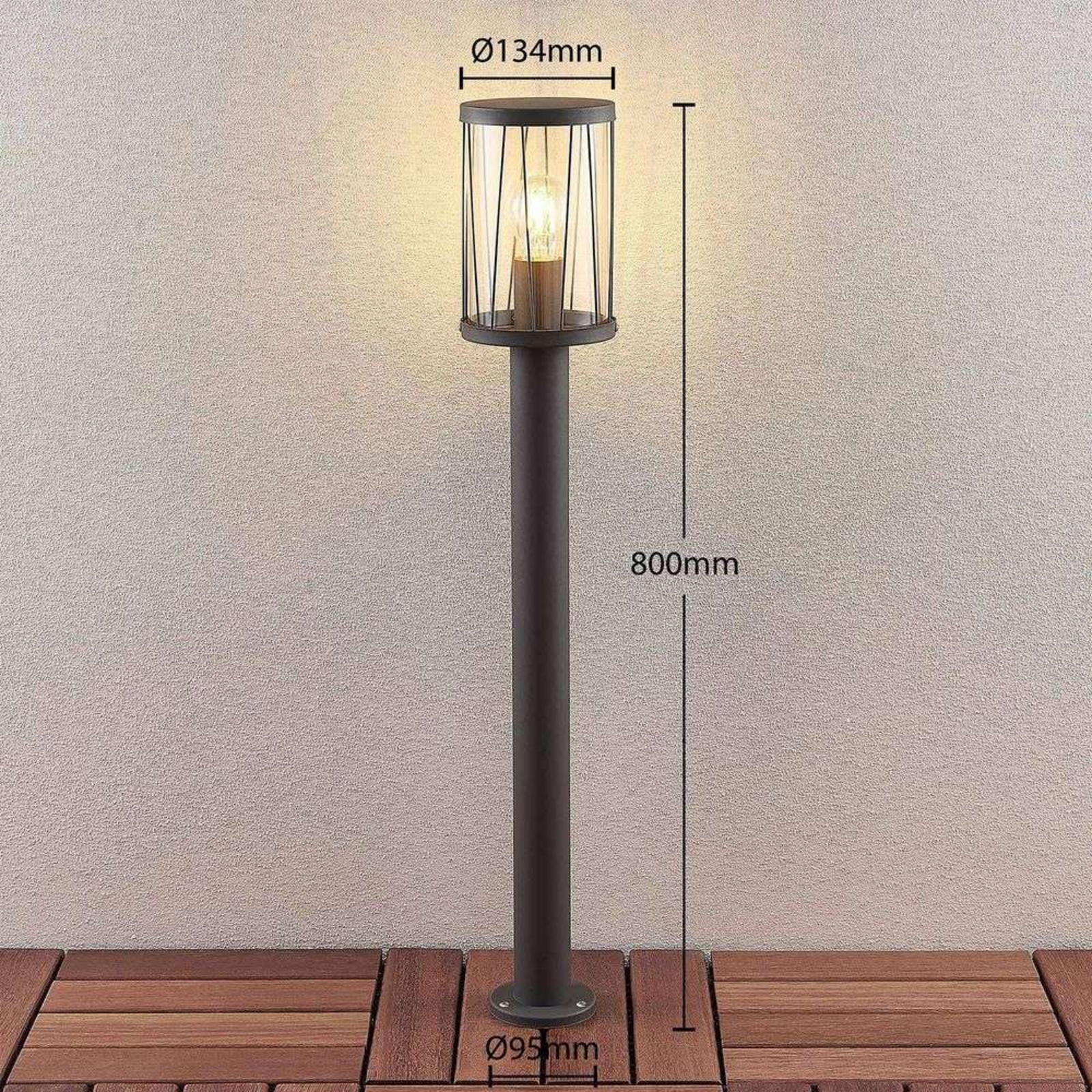 Yonan Baliza Exterior H80 Dark Grey/Clear - Lindby