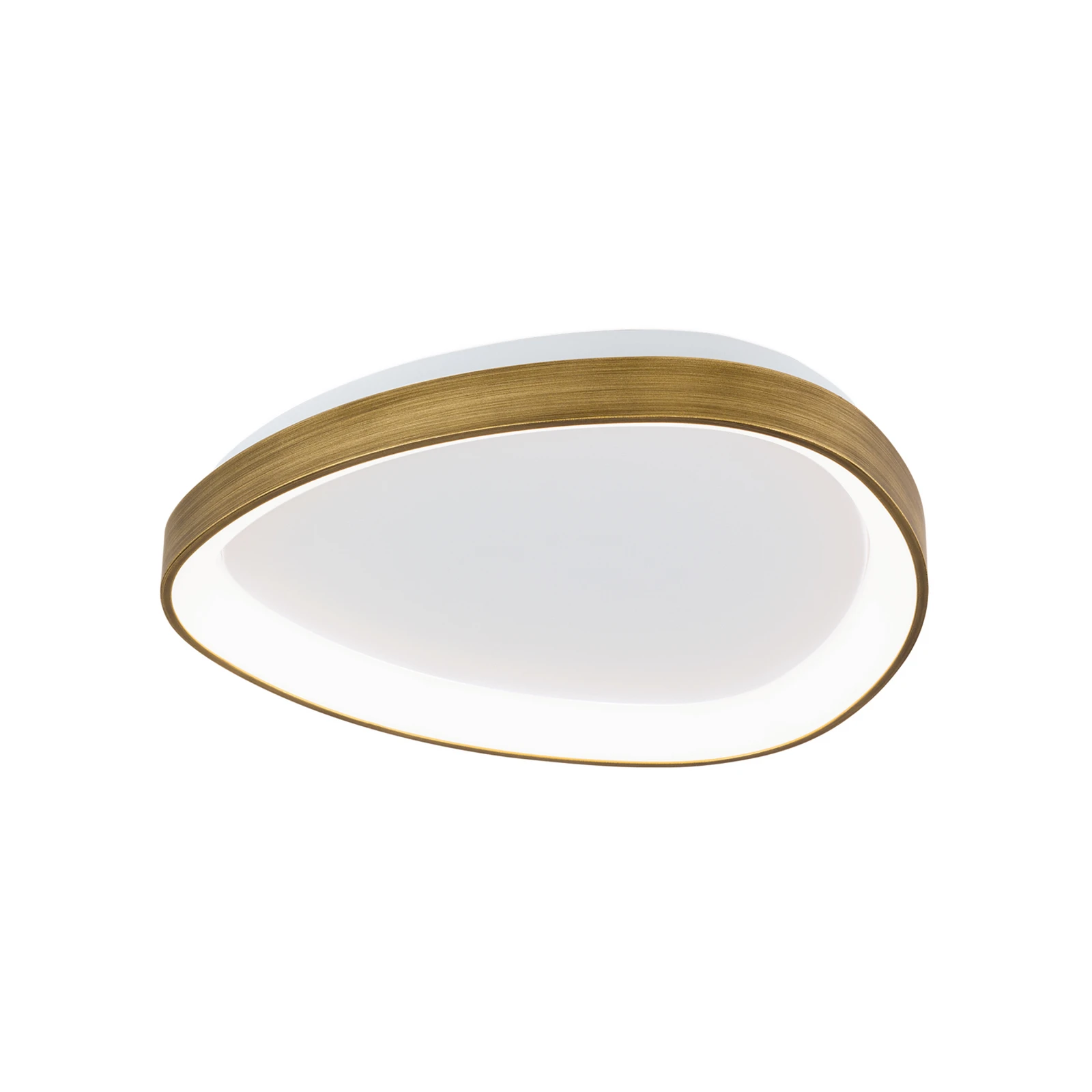 Plafonnier LED Charlie, Ø 45 cm, blanc opalin, laiton vieilli
