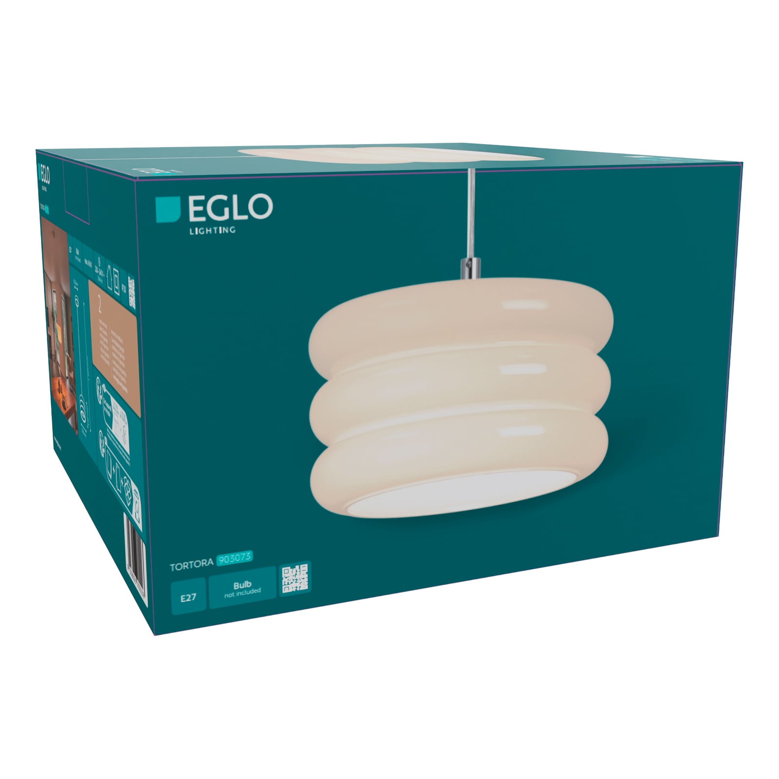 Candeeiro suspenso Tortora, branco, Ø 20 cm, vidro, E27 Candeeiro suspenso Tortora, branco, Ø 20 cm, vidro, E27