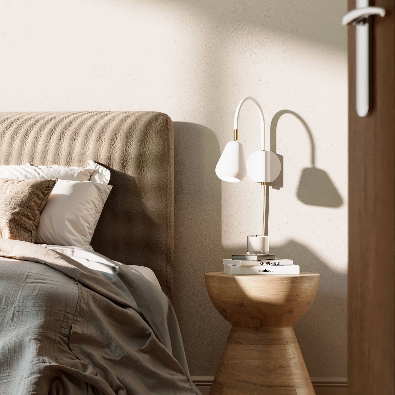 Nuura vægspot Anoli, hvid/guld, metal, GU10, stik