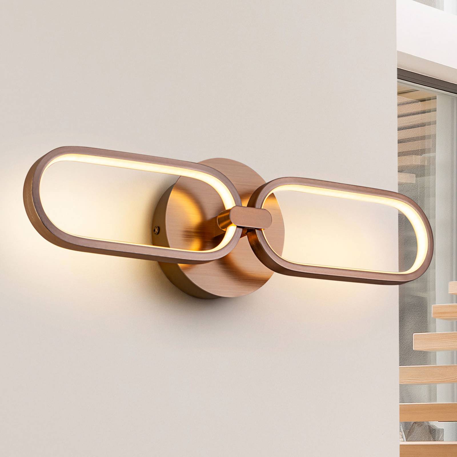 Schuller Valencia LED-vägglampa Colette 2 lampor roséguld