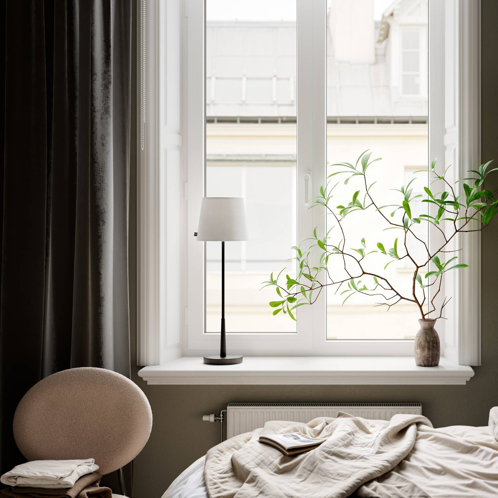 By Rydens Tischlampe Lumi, 69 cm, schwarz/weiß, Textil günstig online kaufen