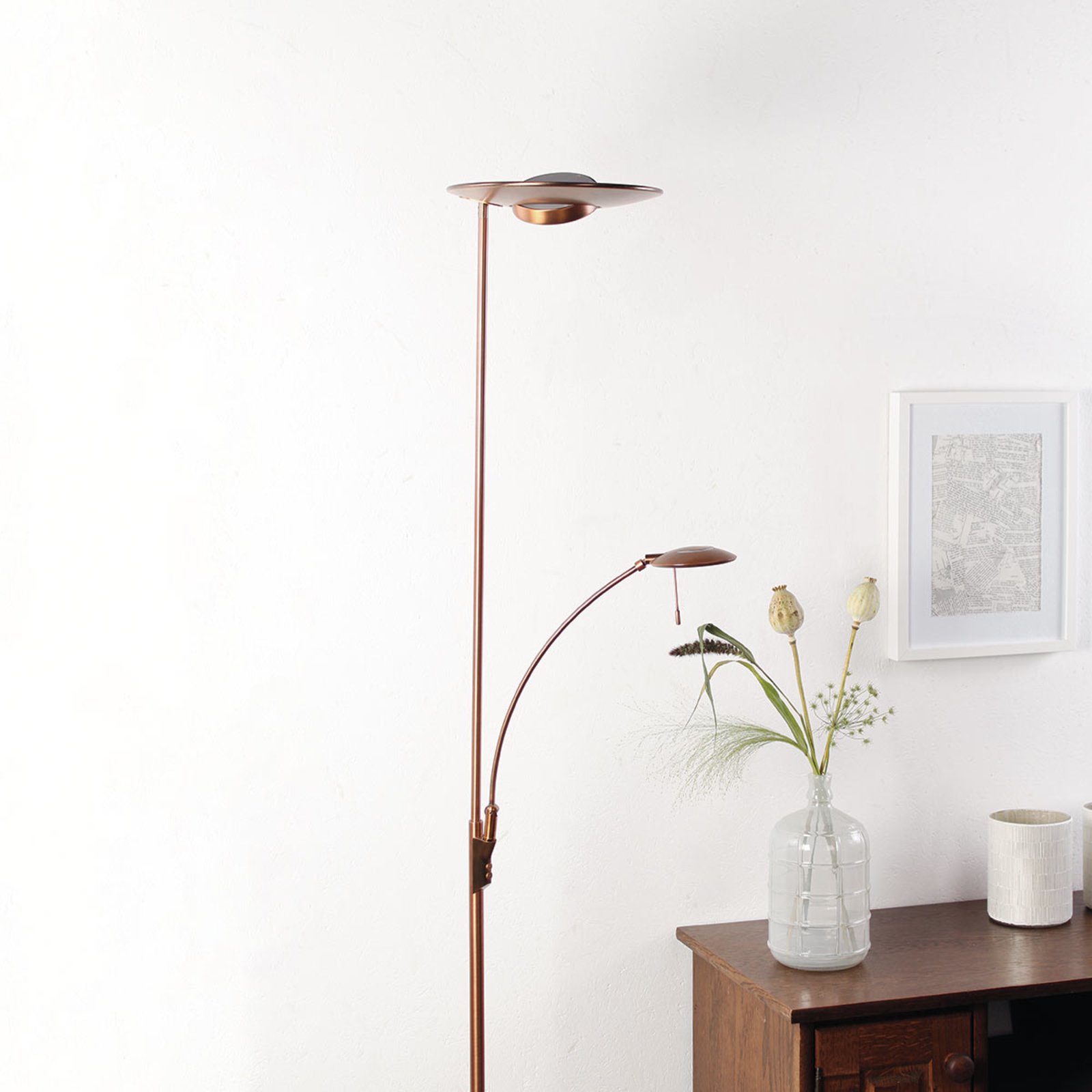 Bronze-coloured LED floor lamp Zenith with dimmer