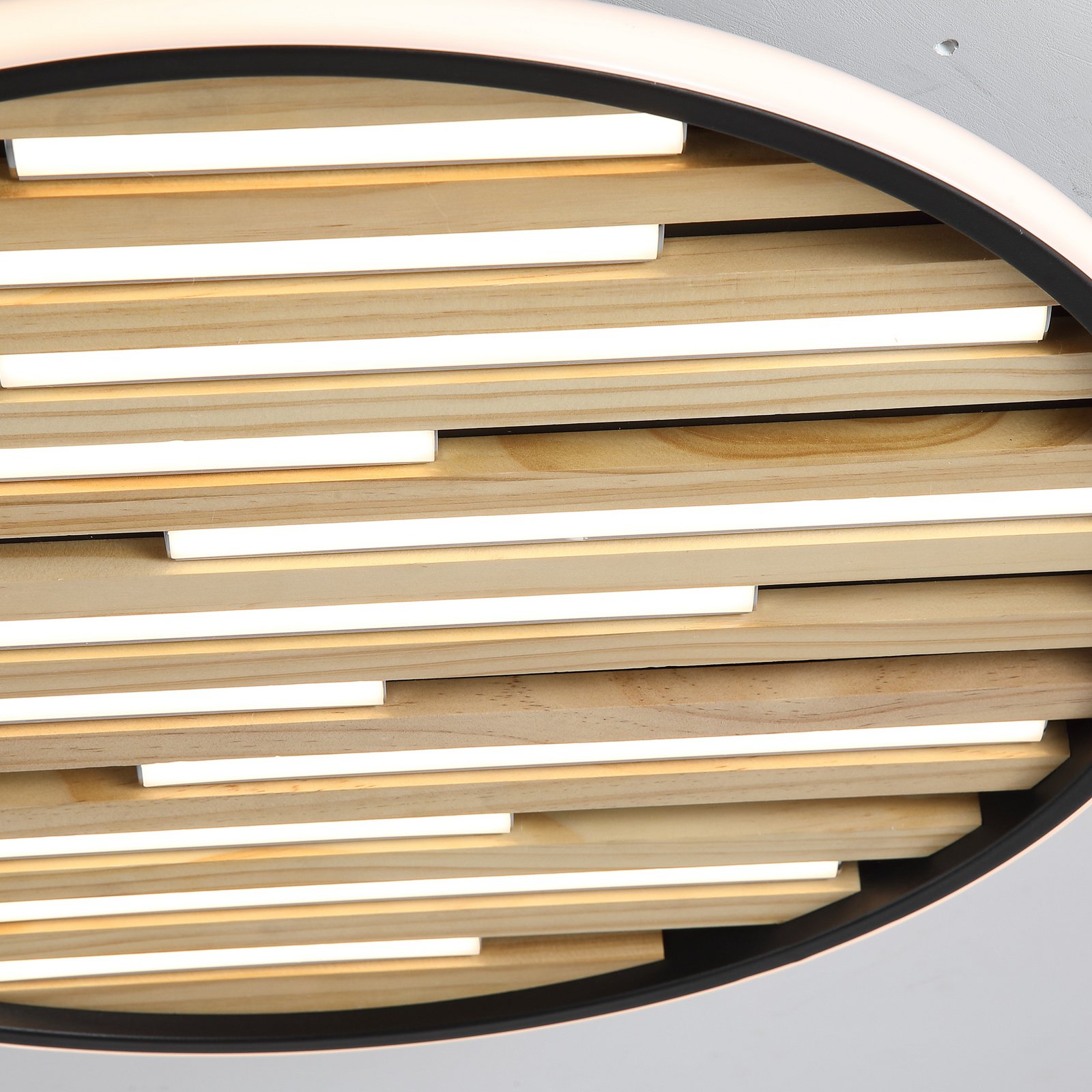 LED plafondlamp Equalise, Ø 49 cm, zwart/lichtbruin, metaal