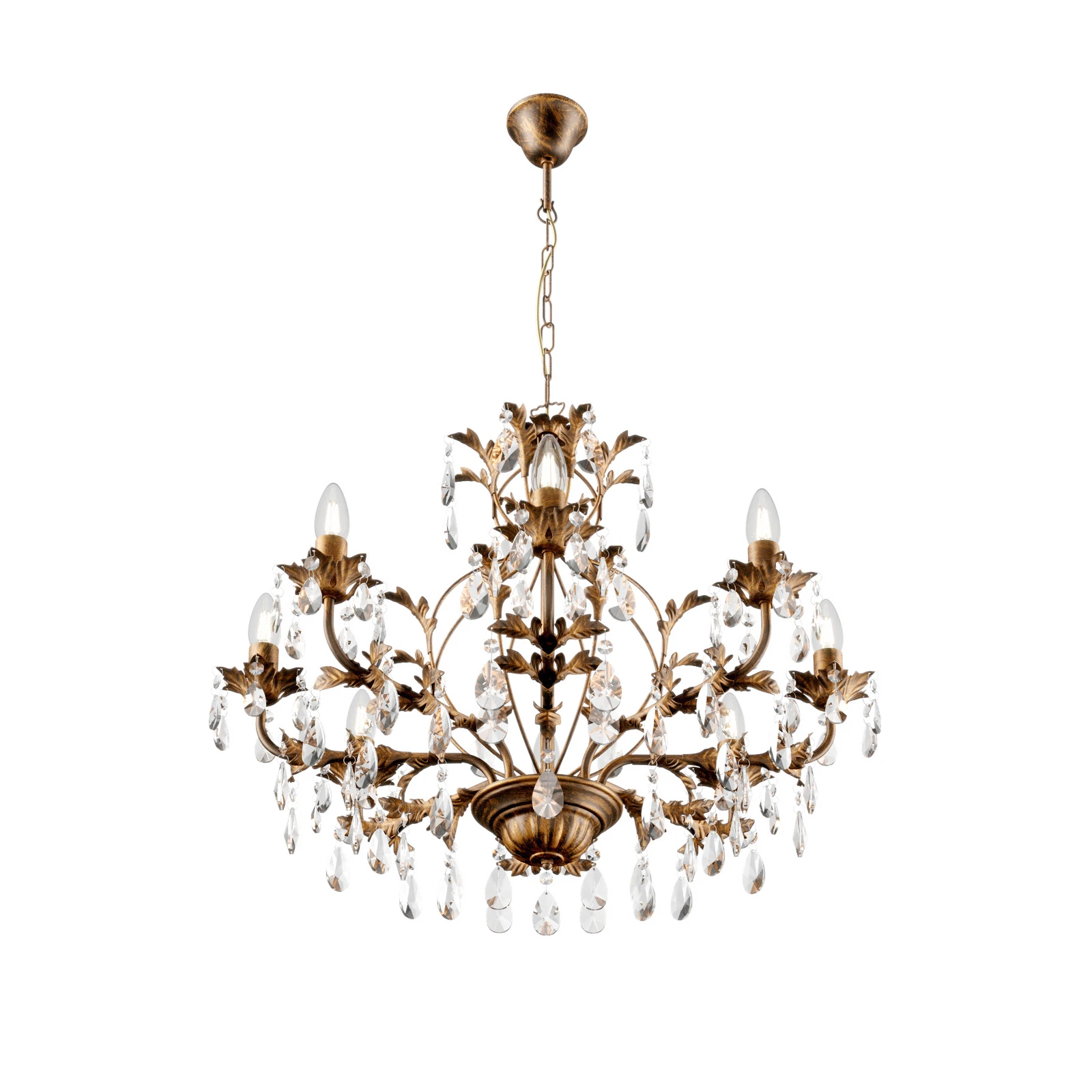 Kronleuchter Teresa, bronze, Kristall, Ø 70 cm, 8-fflammig