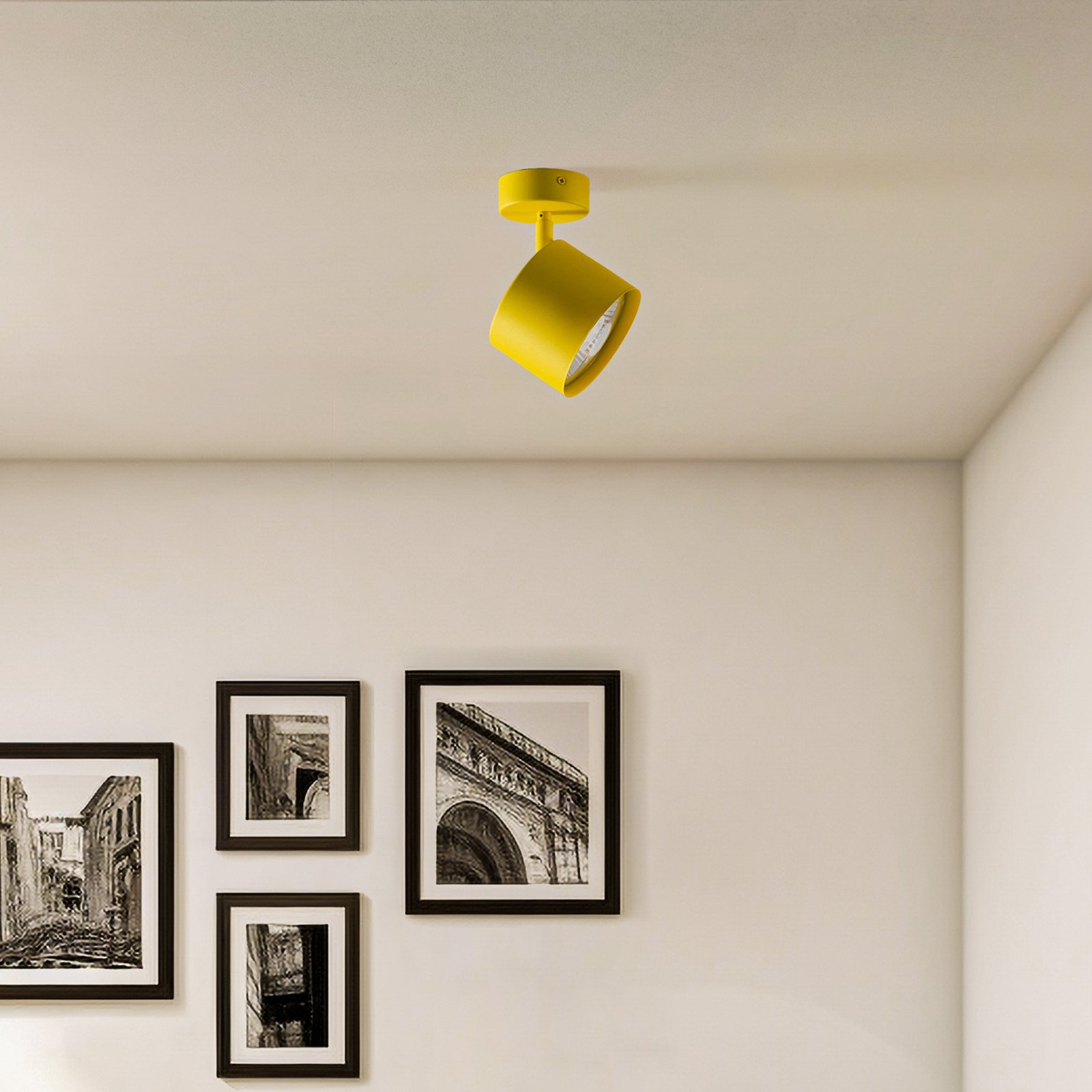Spot pour plafond Chloe réglable à 1 lampe, jaune