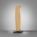 Quitani LED stolna lampa Persida, visina 50 cm, hrast, 2.700 K