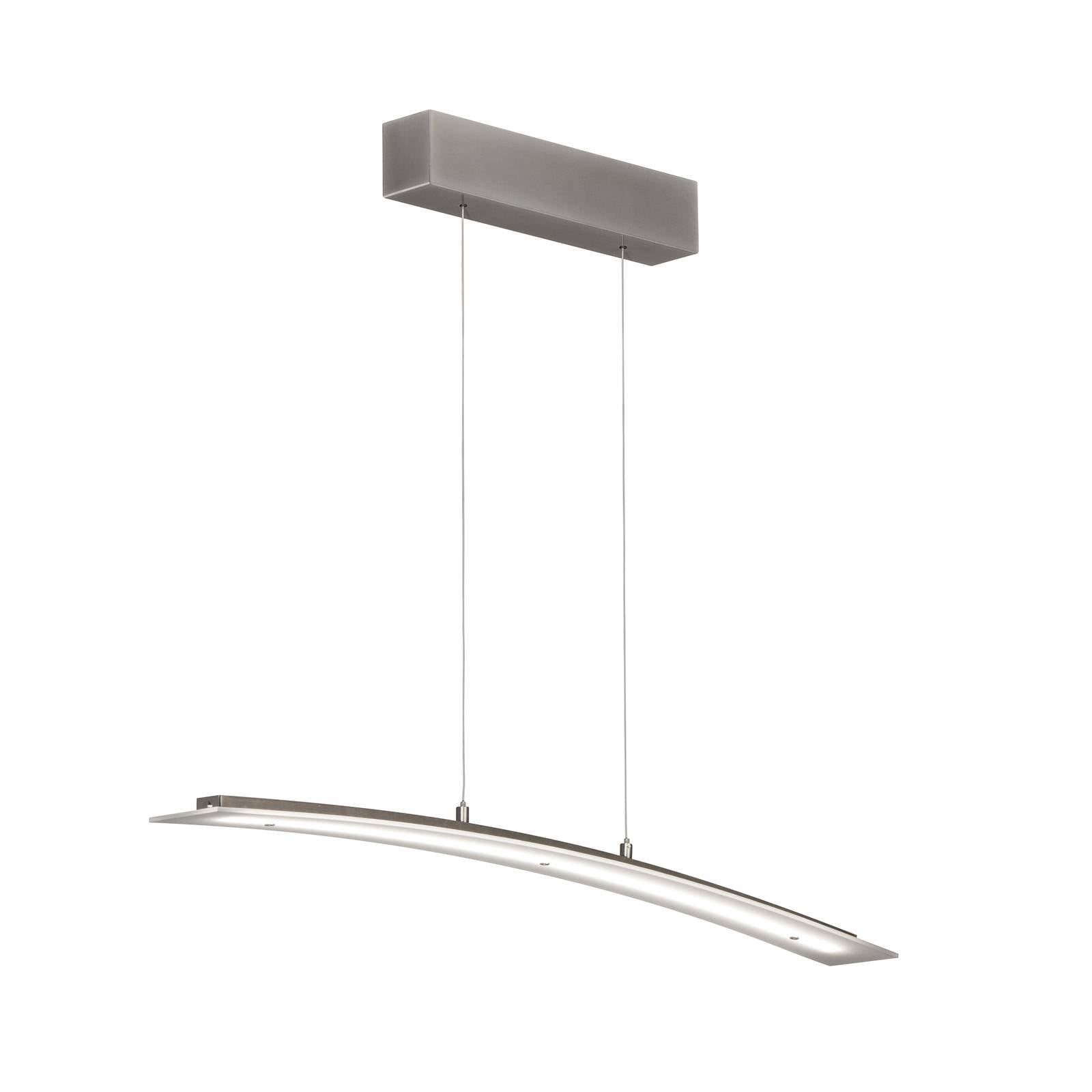 LED-Hängelampe Mavero, nickel, Länge 90 cm, CCT, Touchdimmer