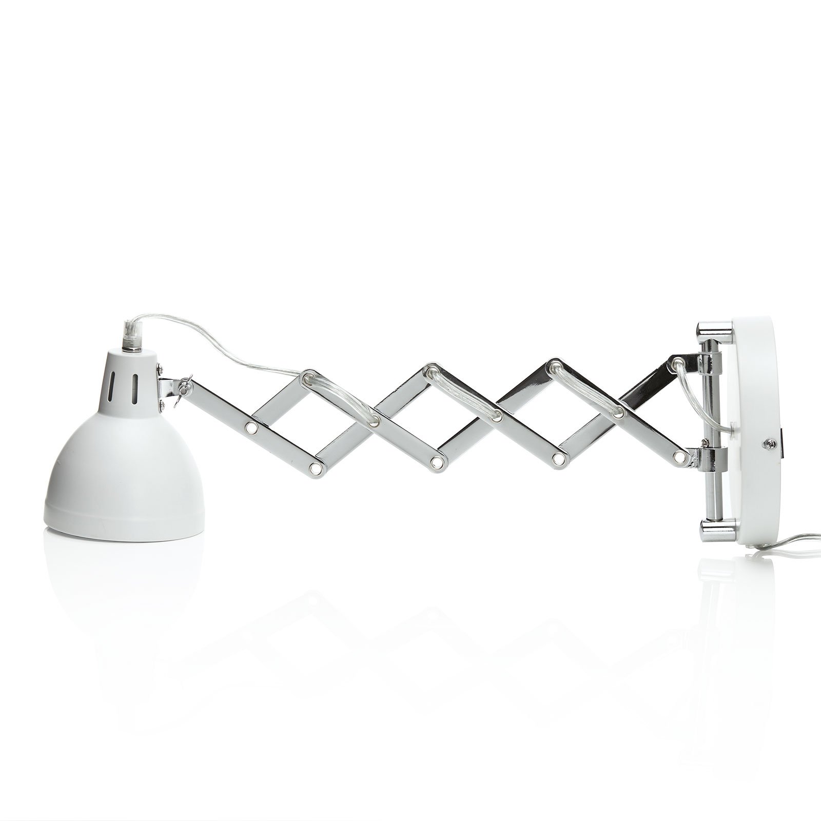 Scissor wall light, white, metal, plug, accordion