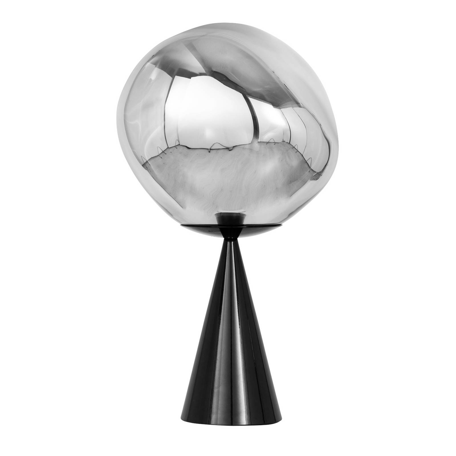 Tom Dixon LED-Tischlampe Melt Cone Fat, chrom/schwarz, 47 cm