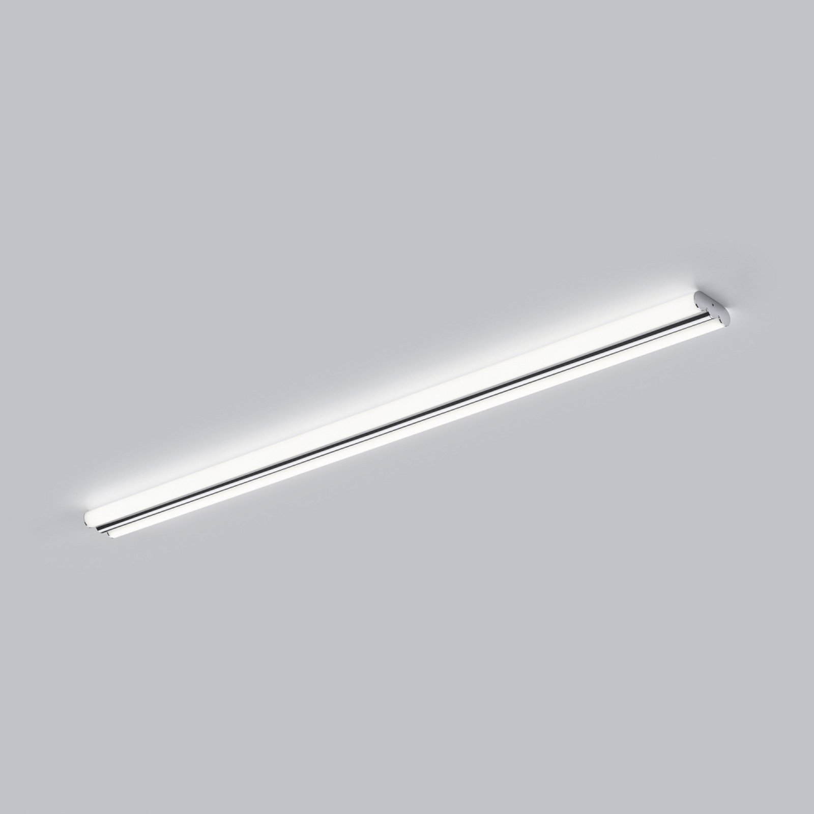 Helestra LED mirror lamp LOOM, length 120 cm, chrome, IP44