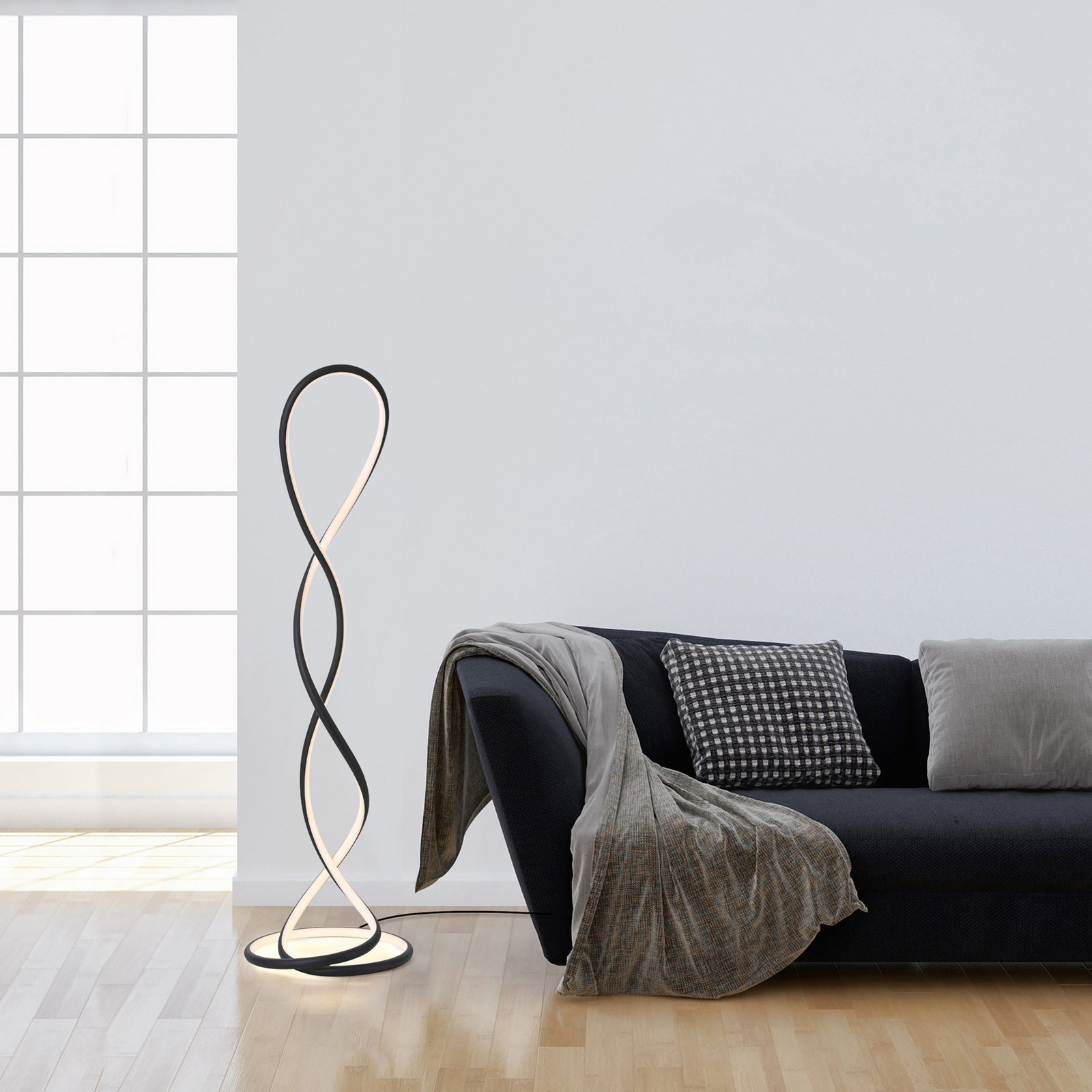 Paul Neuhaus lampada LED da pavimento Twist, nera, altezza 143 cm