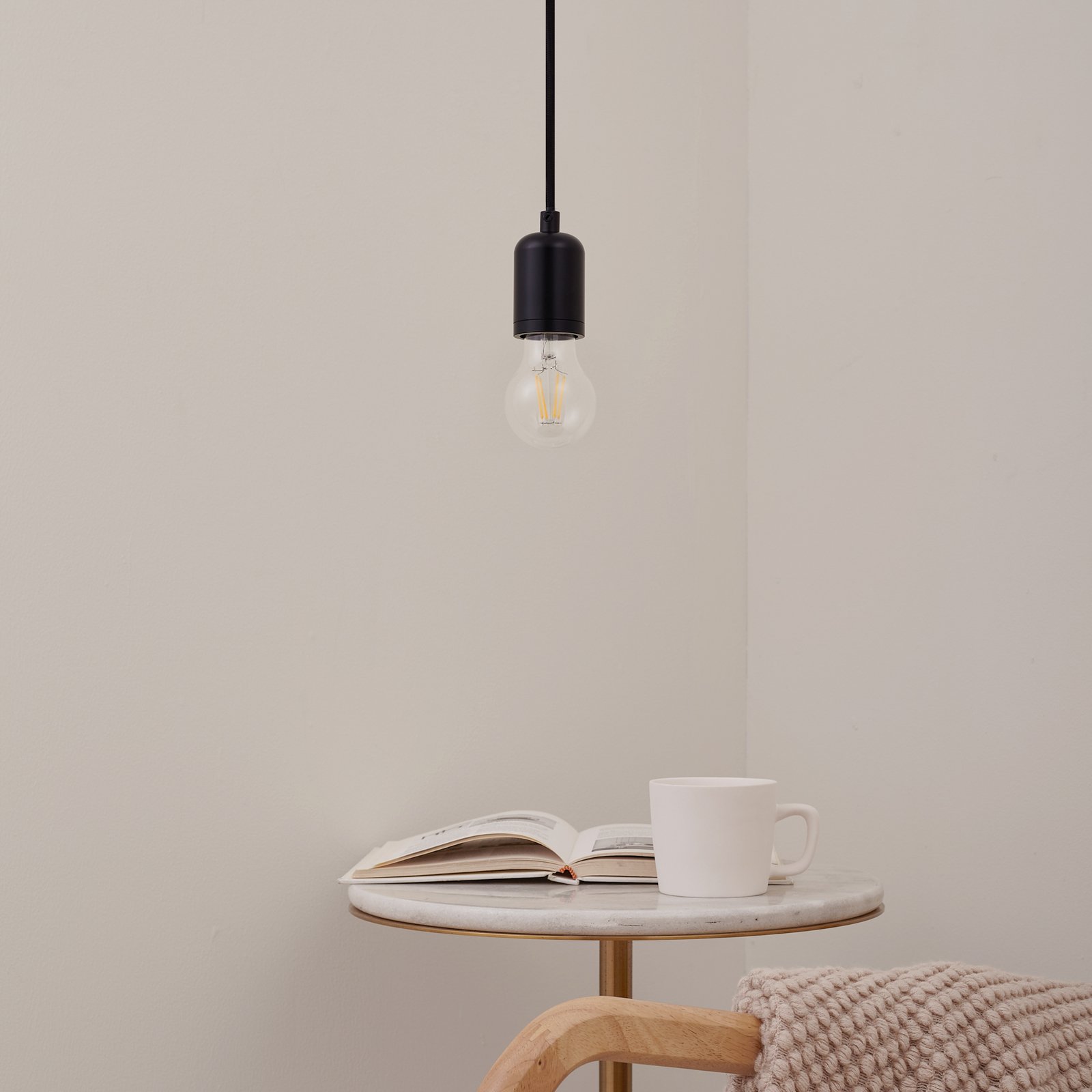Lindby piekaramais gaismeklis Hattie, melns, Ø 4,7 cm, metāla, E27