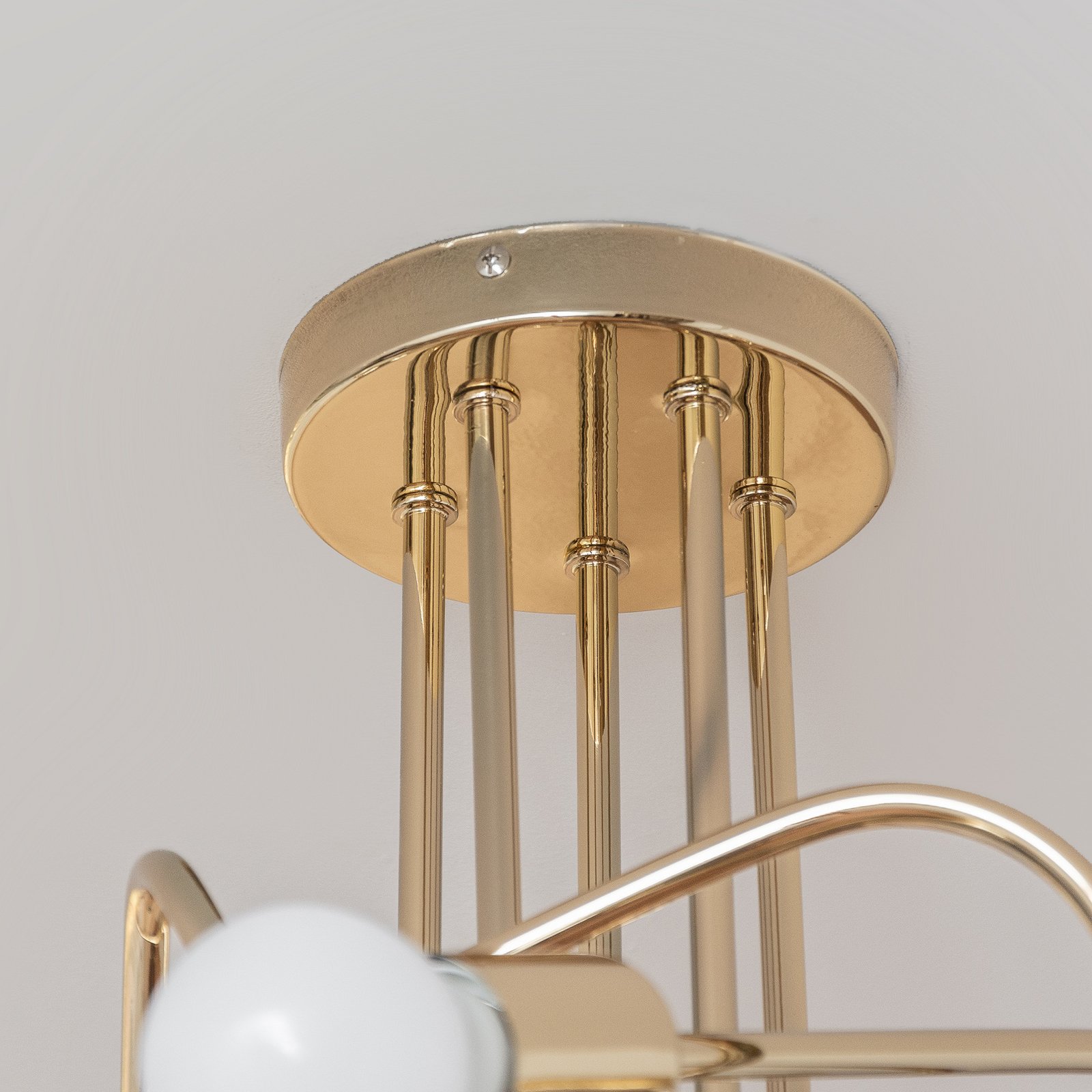 Plafonnier Oxford, doré, à 5 lampes, Ø 47 cm, métal