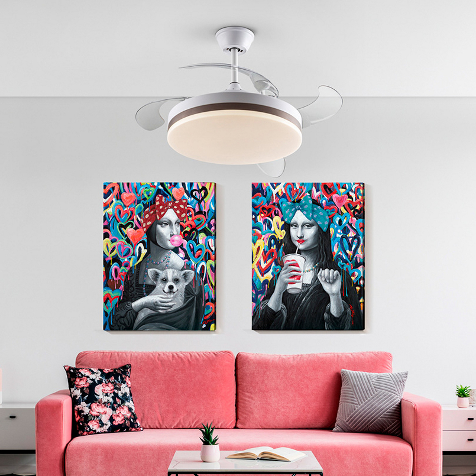 LED stropni ventilator Vento bel/bronz/dim Ø 100 cm tih