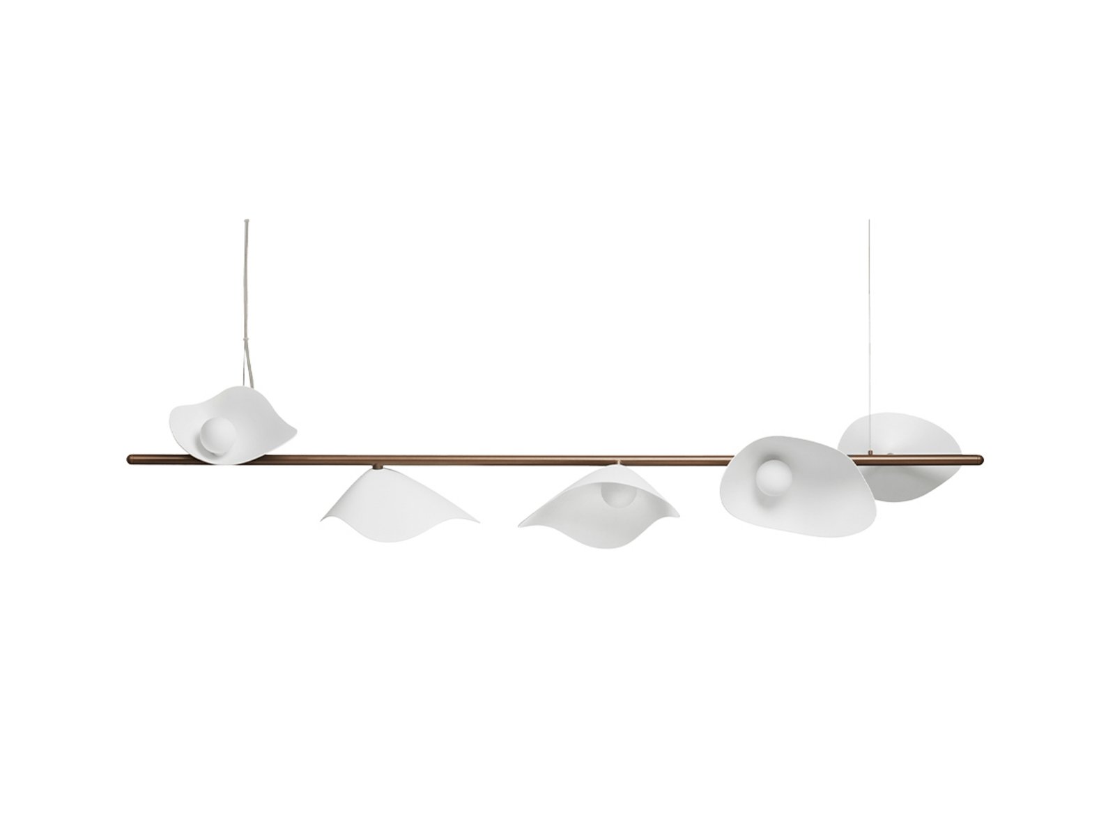 Nuura LED-Pendellampe Florii 5, 120 cm, bronze dunkel/weiß