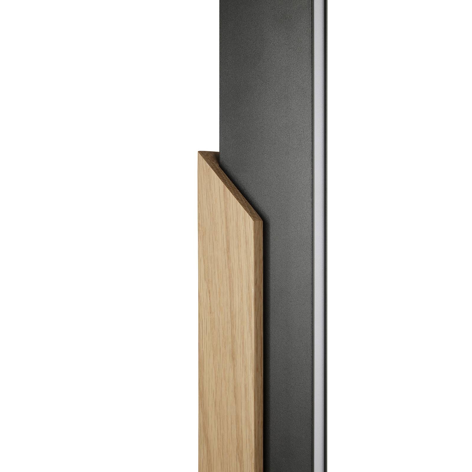 LED-Stehlampe Arcus, schwarz/braun, Höhe 126 cm, Metall/Holz günstig online kaufen