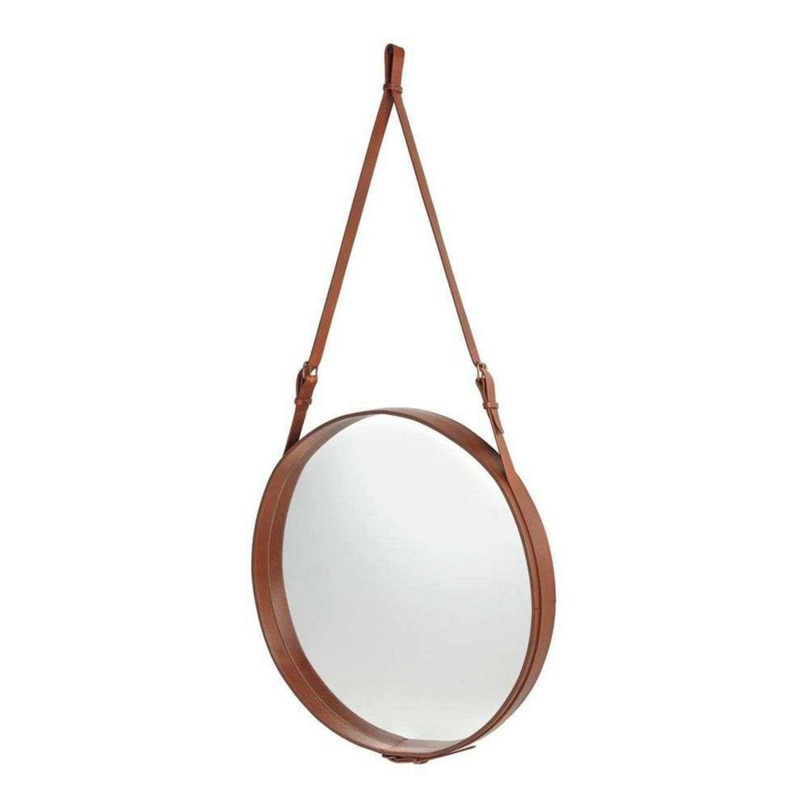 Adnet Wall Mirror Circular Ø70 Tan Leather - GUBI