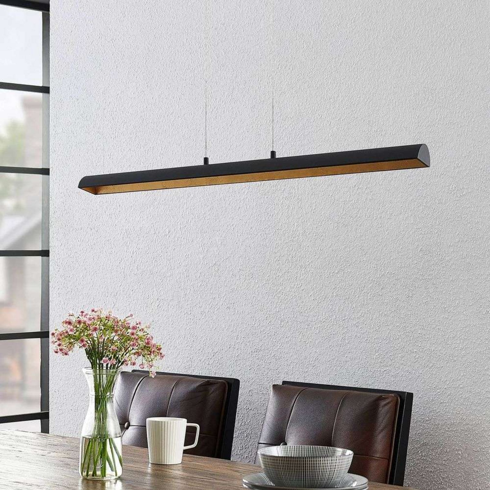 Solvina LED Lustră Pendul Black/Gold - Lindby