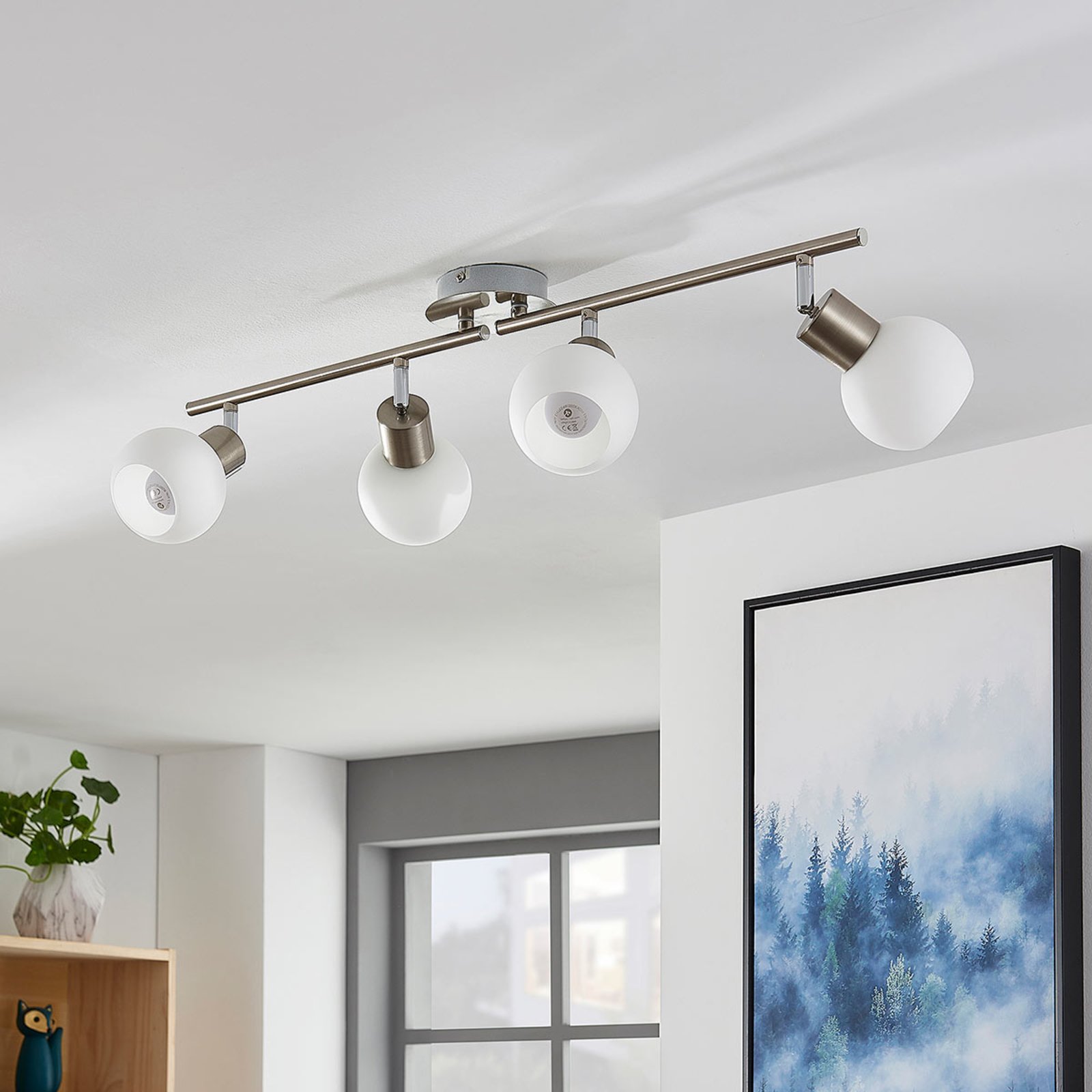 Elaina 4 Plafondlamp Nickel - Lindby