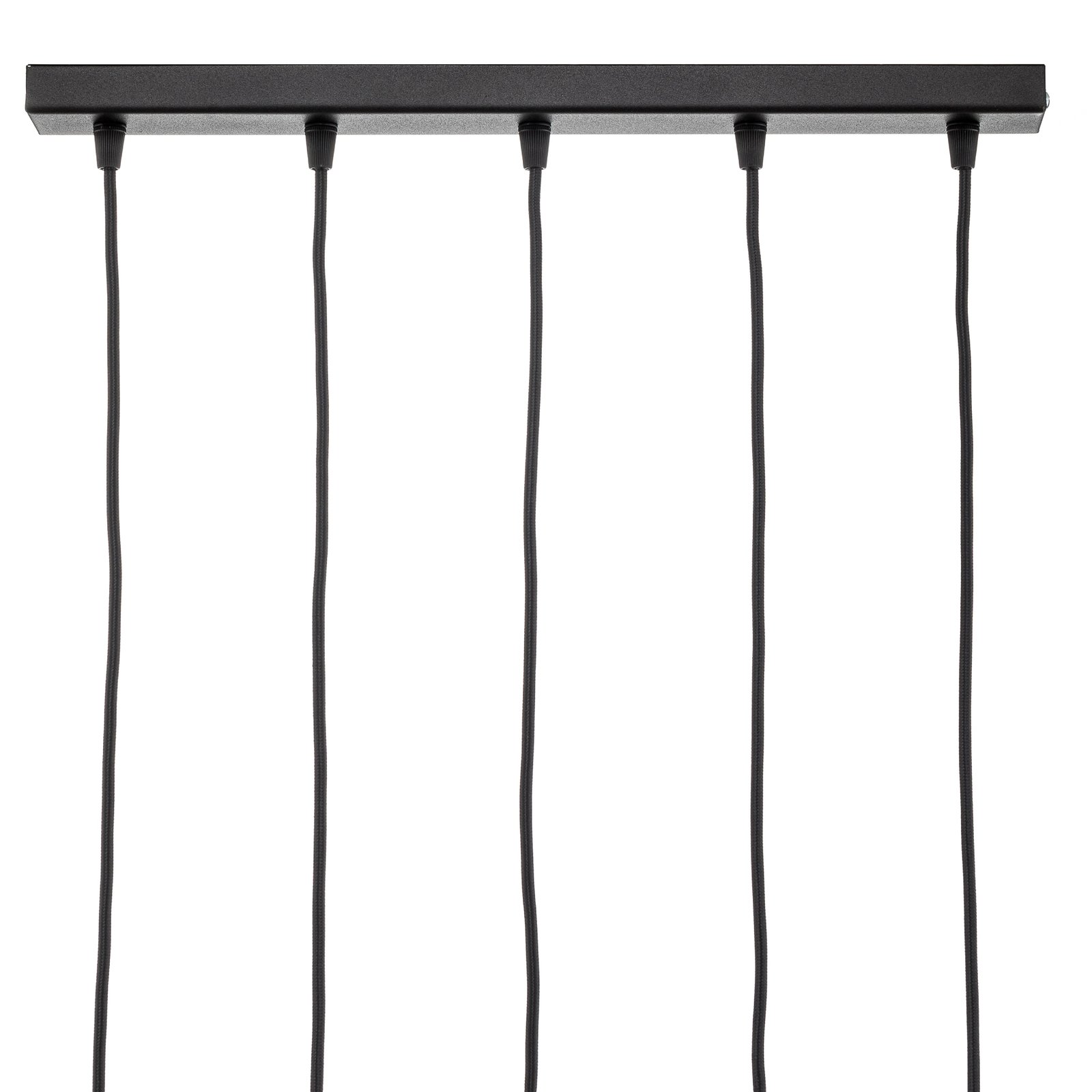 Thin pendant light, black, 5-bulb, linear