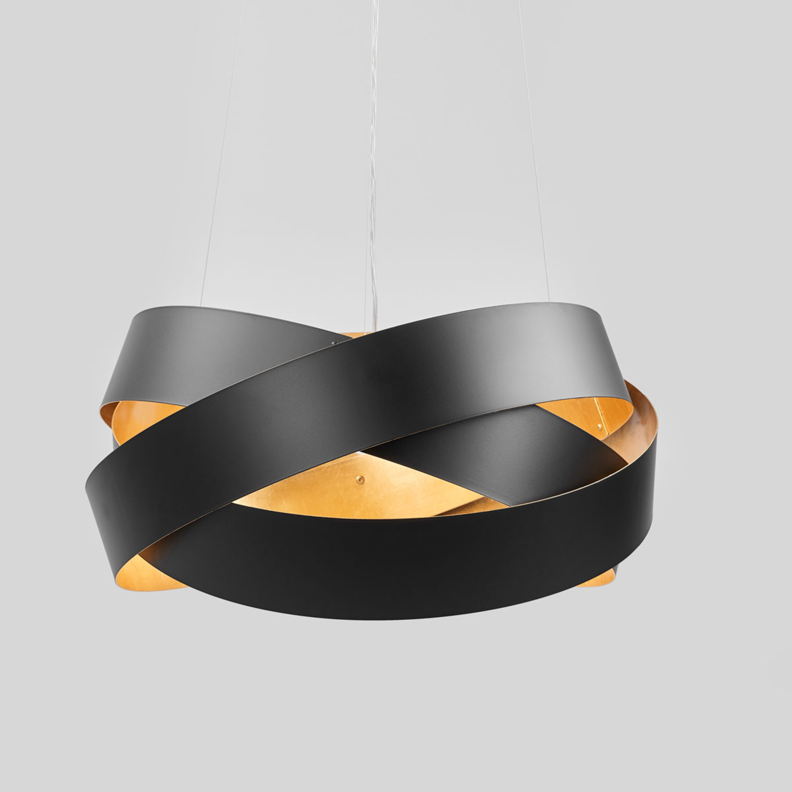 Pura hanglamp in zwart/goud, 60cm, 8x G9