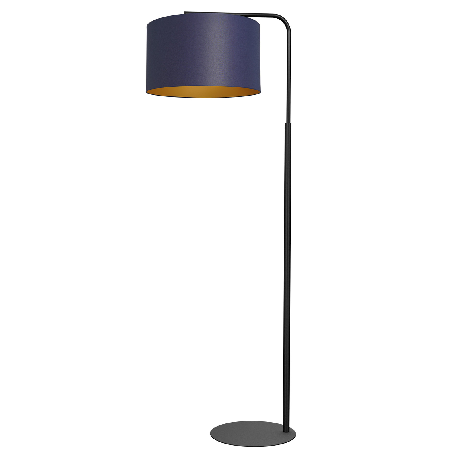 Lampadaire Soho, cylindrique, arqué, bleu/doré