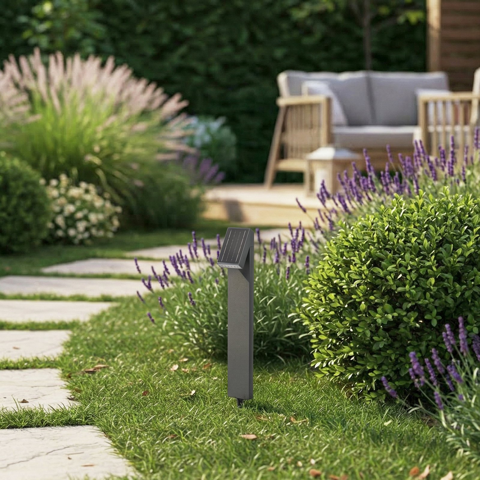 Prios LED-aurinkokävelytievalaisin Lestor, antrasiitti, himmennettävä, IP65