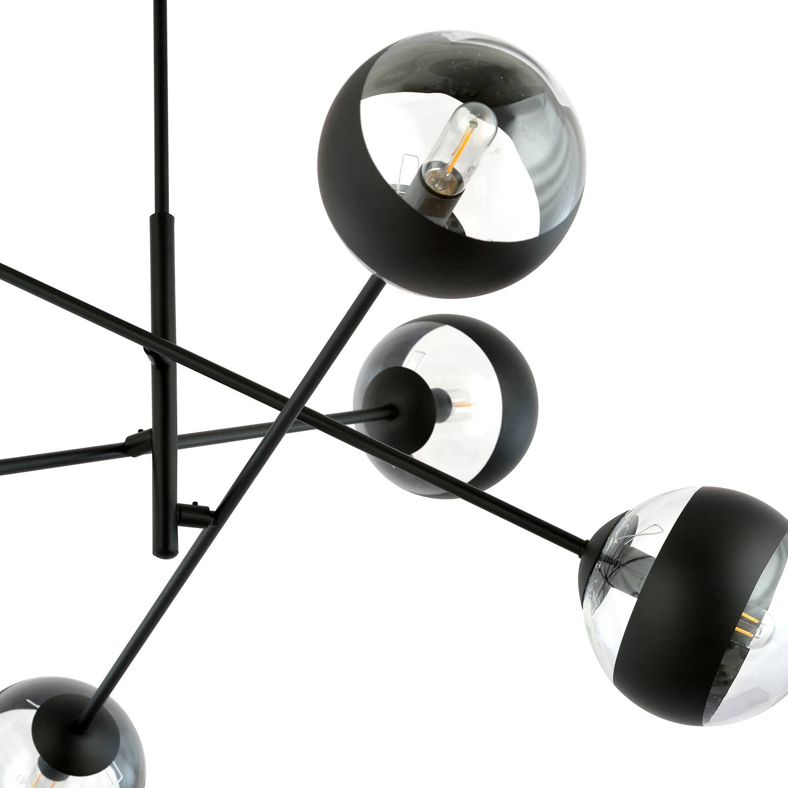 Lampa sufitowa Linear czarna/przezroczysta, 6-pkt.