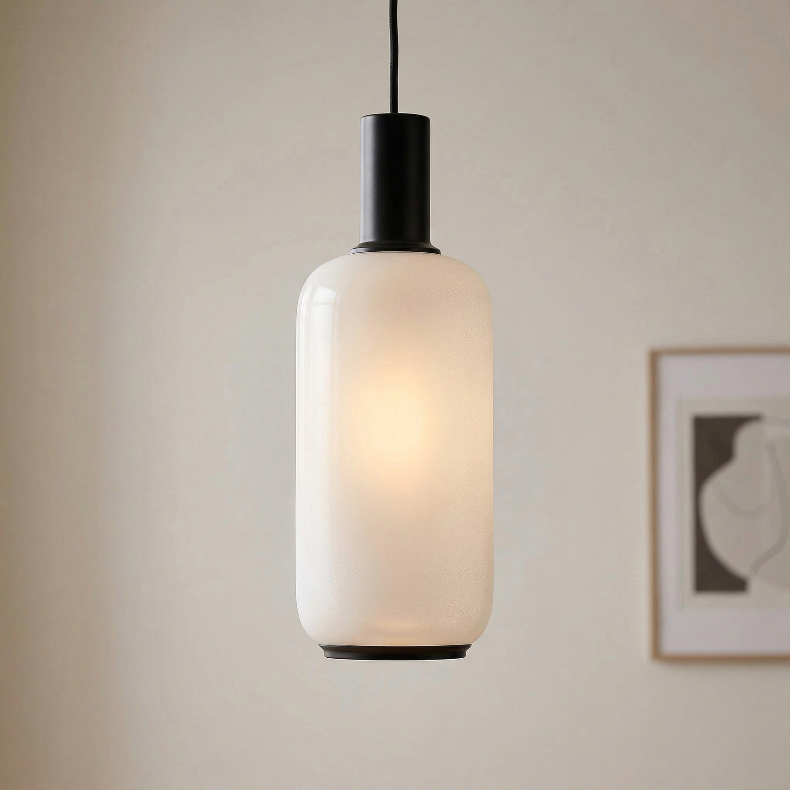 Milano pendant light, 1-bulb, cylinder, white