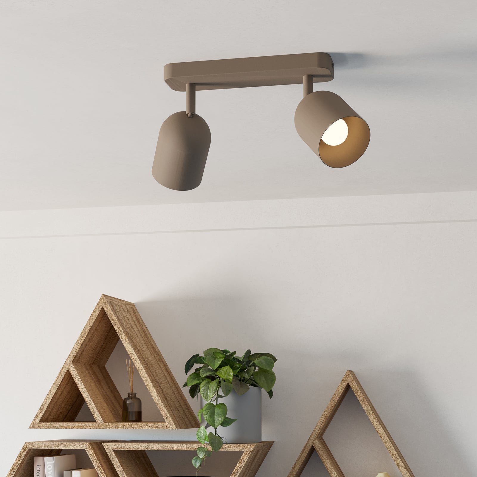 Deckenstrahler Tilston, beige, Länge 28 cm, 2-flg., Stahl