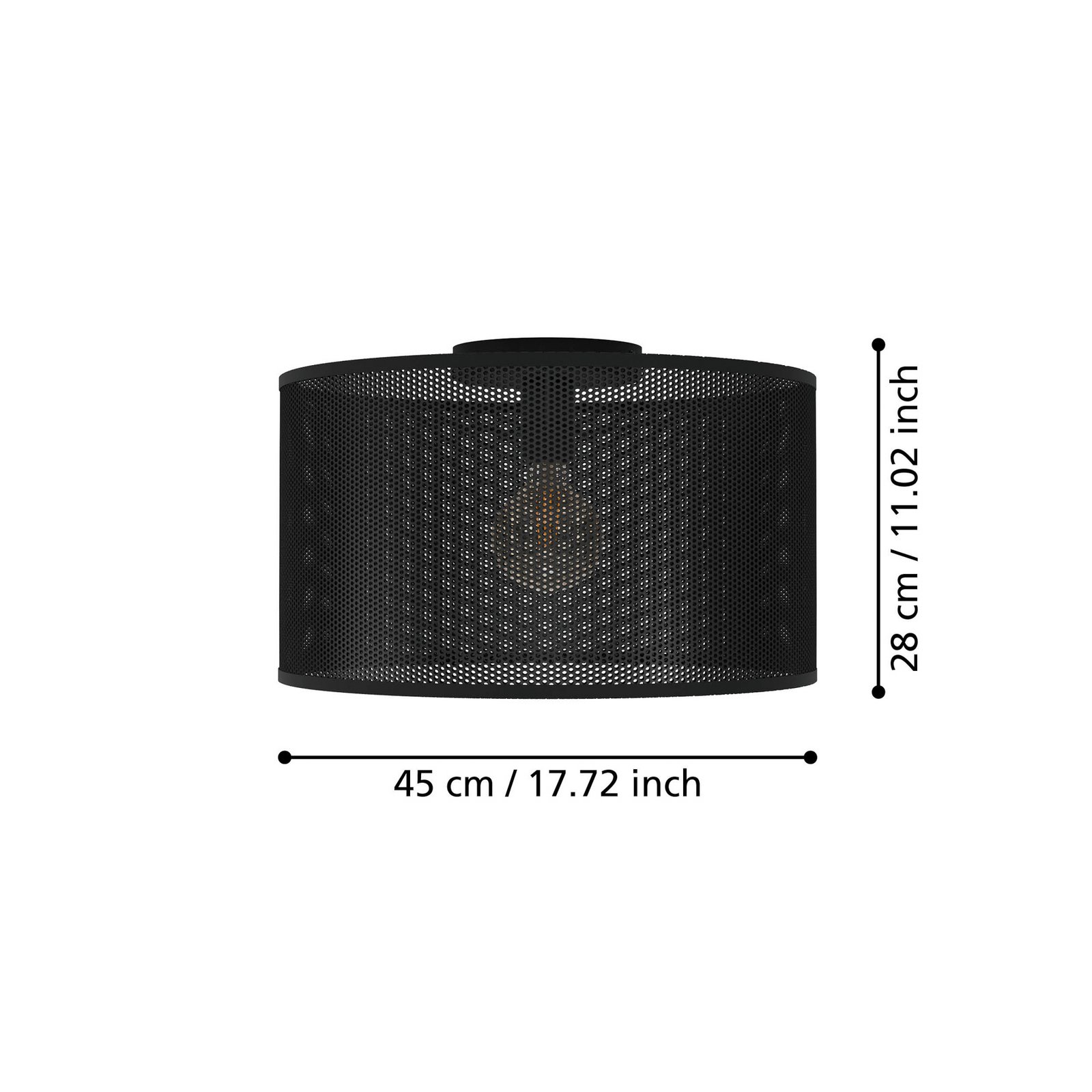 Lampa sufitowa Manby, Ø 45 cm, czarna, stalowa