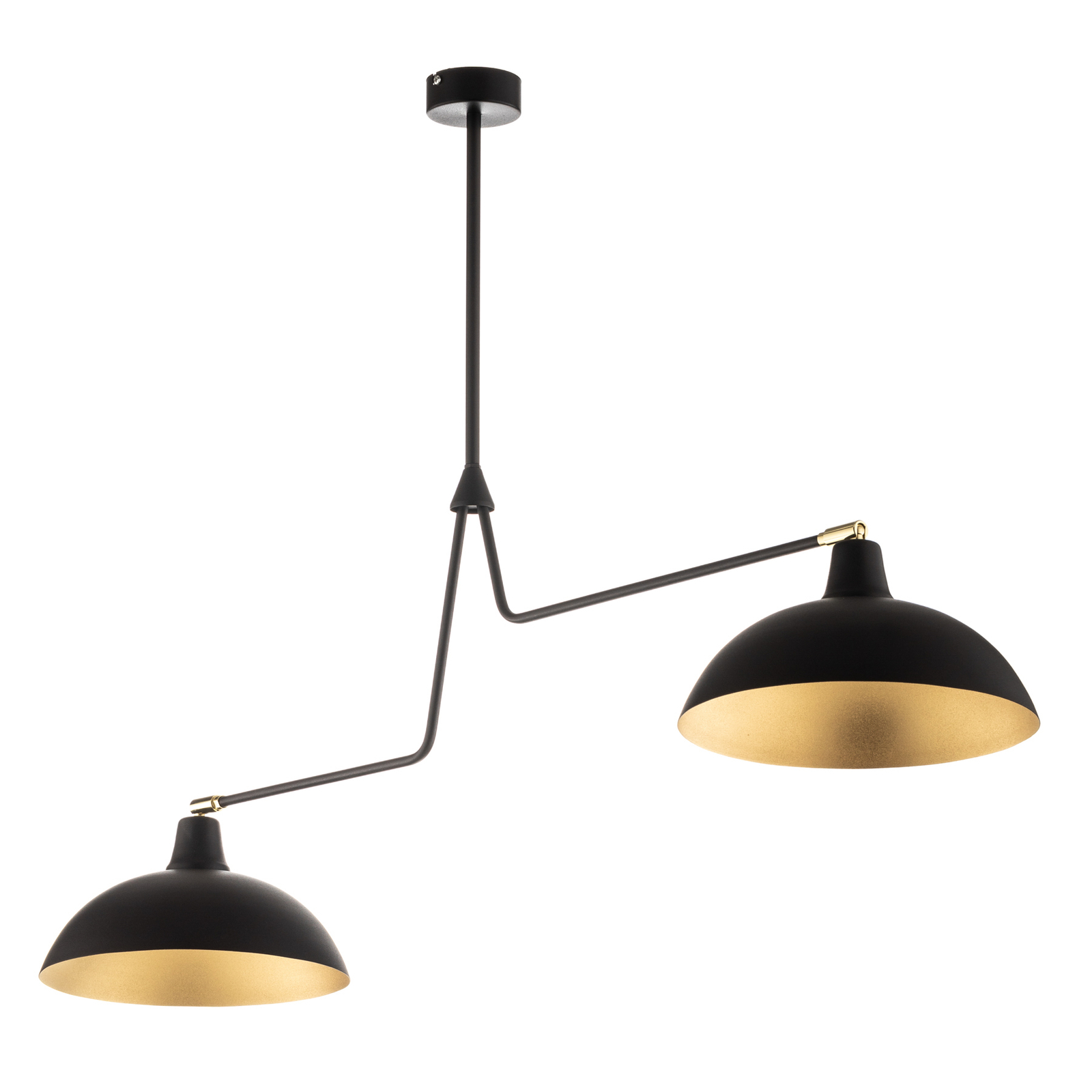 Hanglamp 1036, 2-lamps, zwart-goud